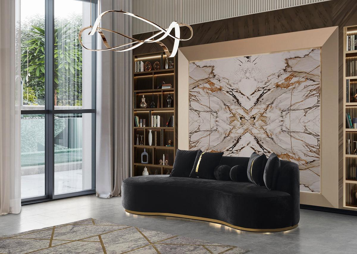 Sophia Black Velvet Chaise Lounge - Ella Furniture