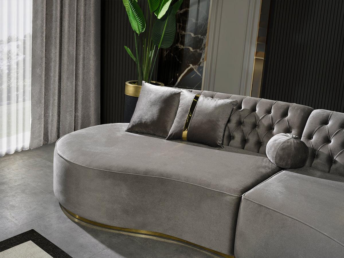Sophia Gray Velvet Curved Sectional - Ella Furniture
