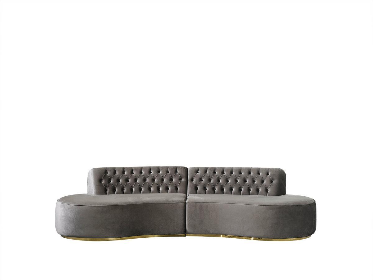 Sophia Gray Velvet Curved Sectional - Ella Furniture