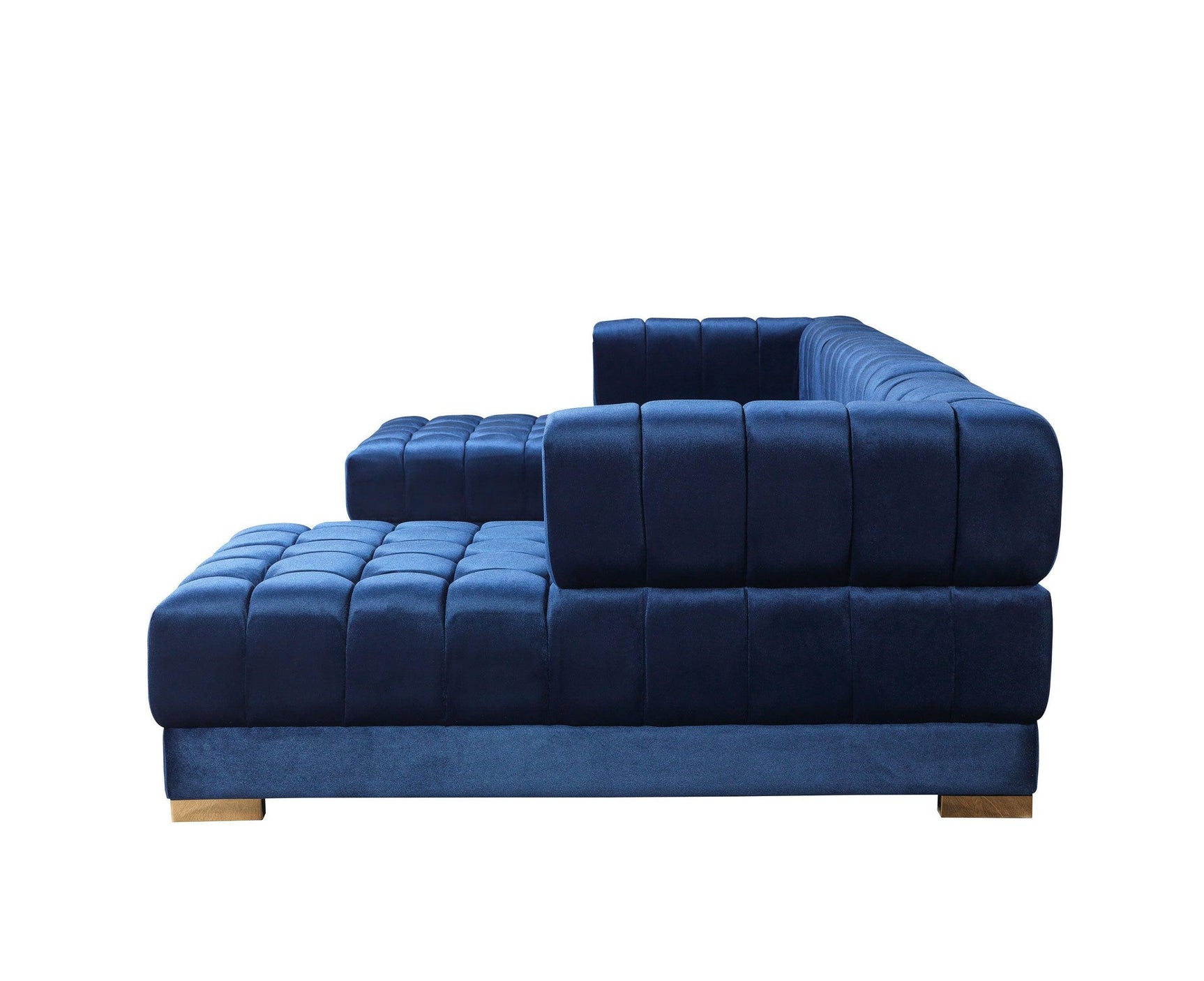 Mia Blue Velvet Double Chaise Sectional - Ella Furniture