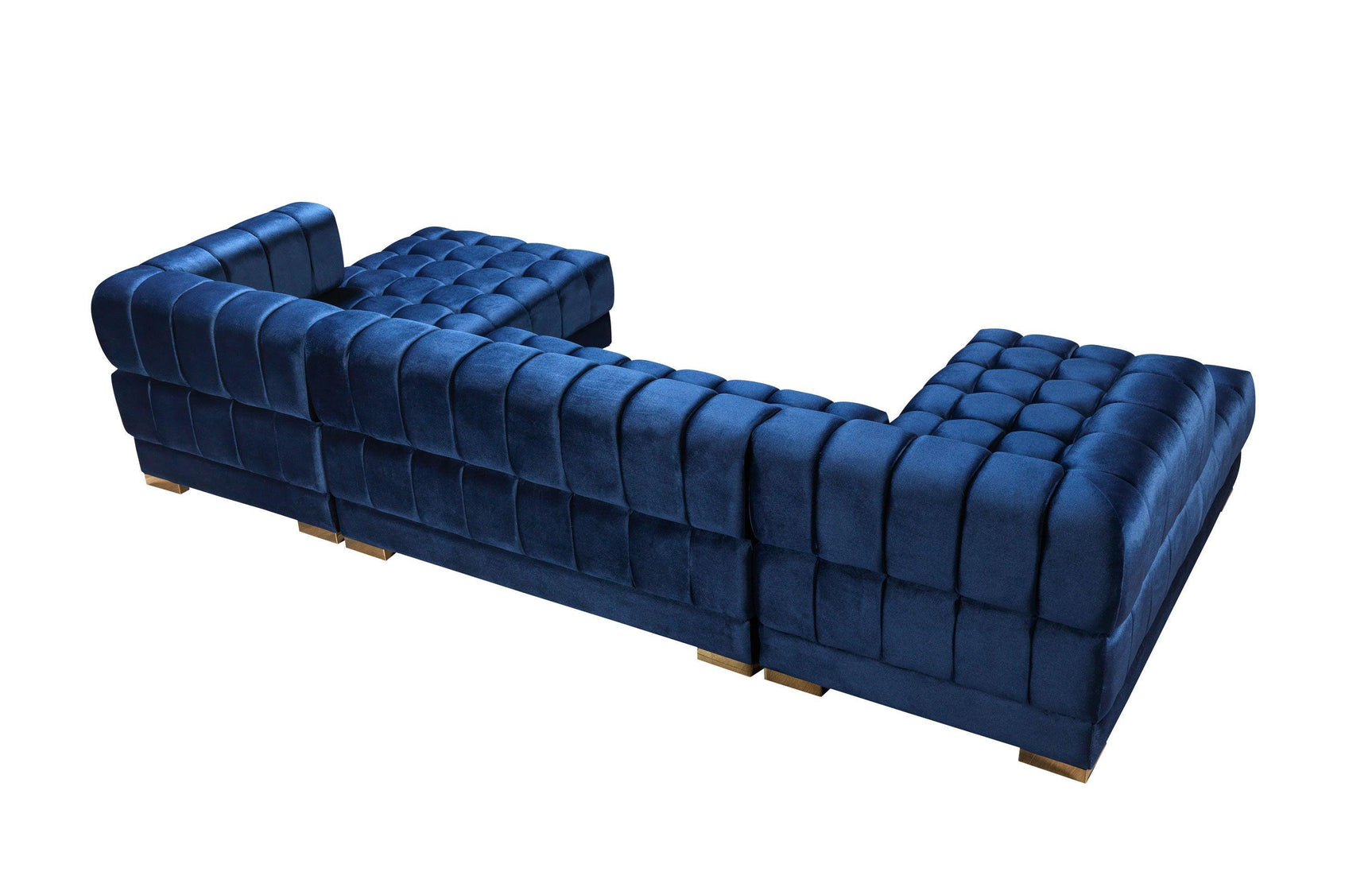 Mia Blue Velvet Double Chaise Sectional - Ella Furniture