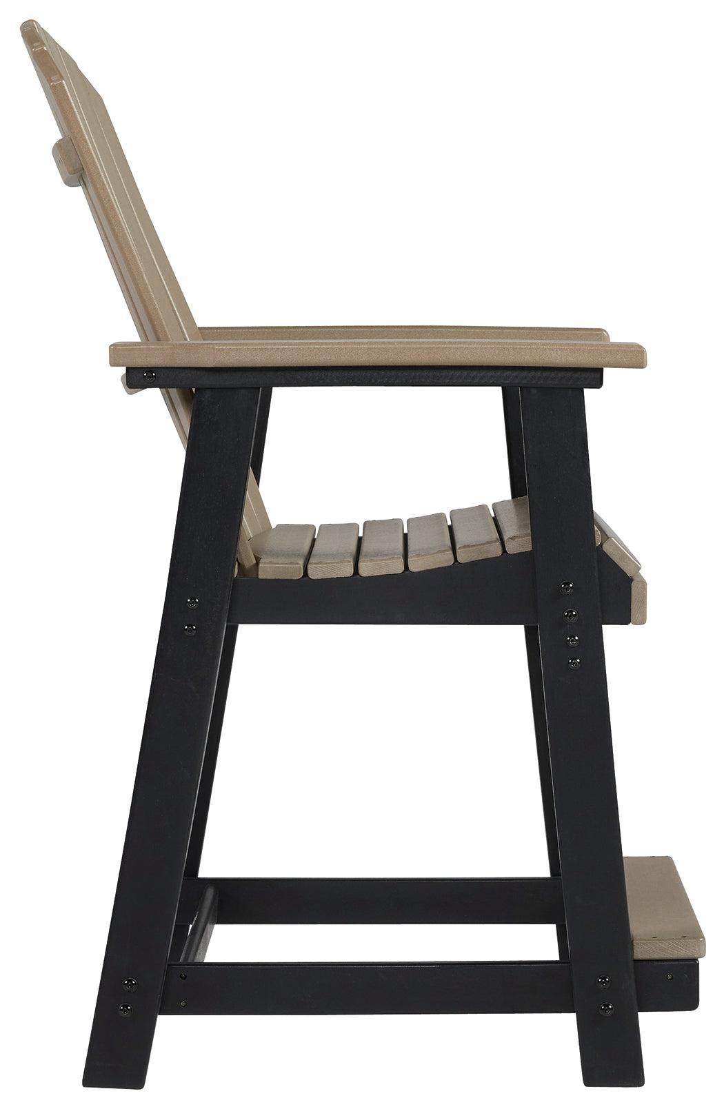 Fairen Trail Black/driftwood Outdoor Counter Height Bar Stool (Set Of 2) - Ella Furniture