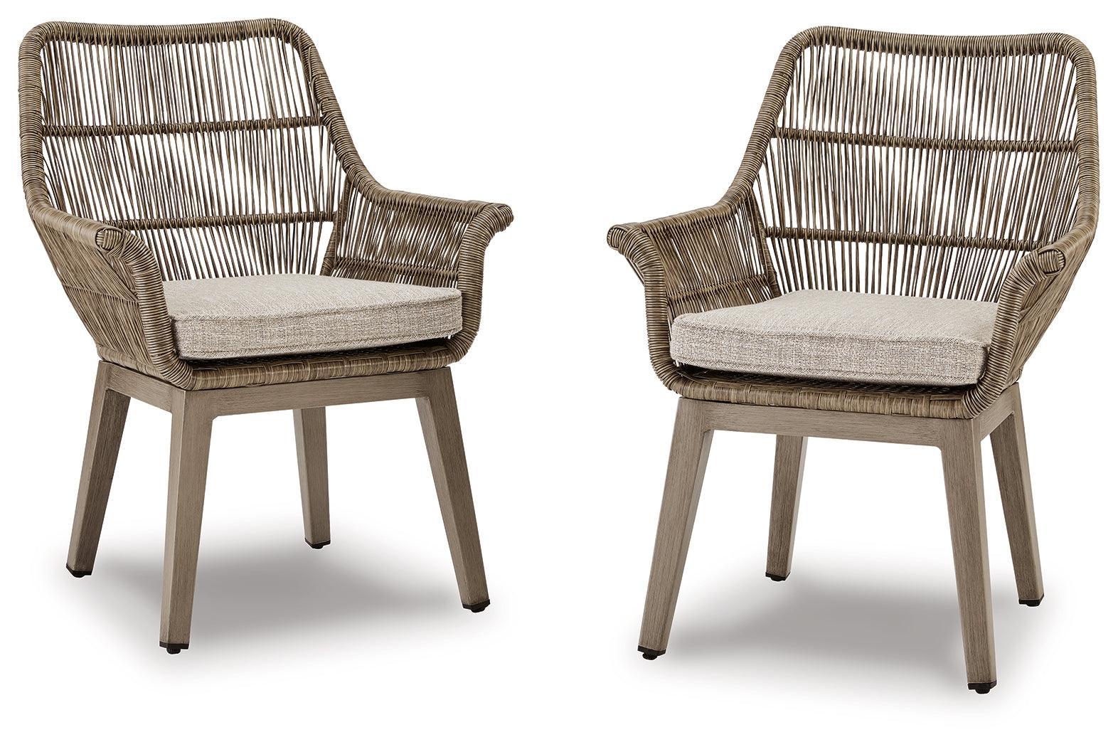 Beach Front Beige Arm Chair With Cushion (Set Of 2) - Ella Furniture