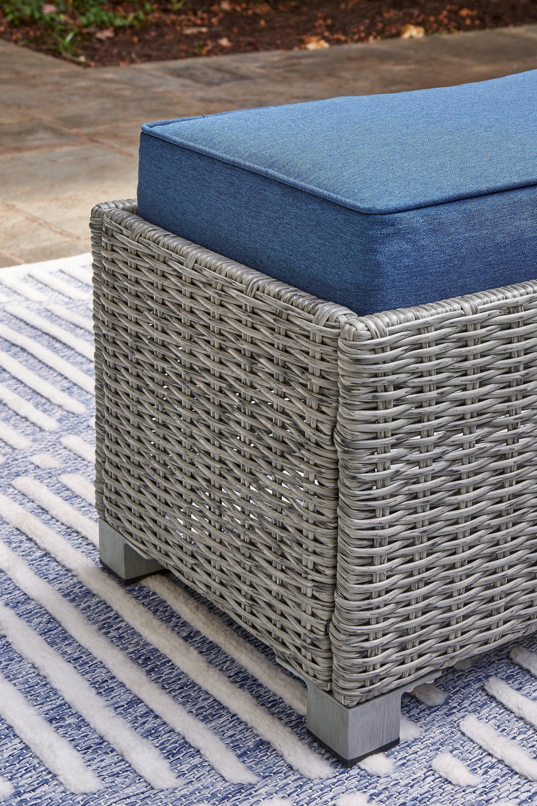Naples Beach Light Gray Outdoor Bench With Cushion - Ella Furniture