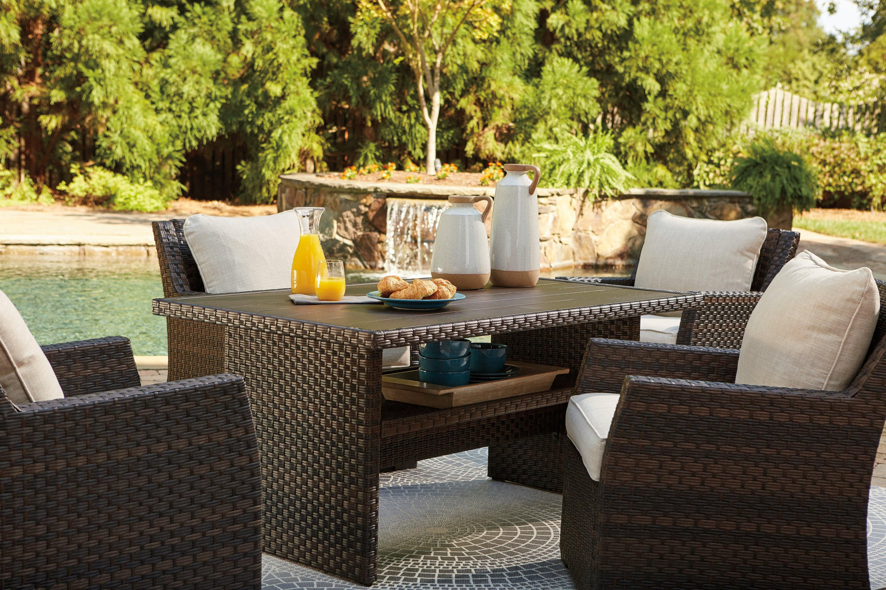 Easy Isle Dark Brown/beige Multi-use Table - Ella Furniture