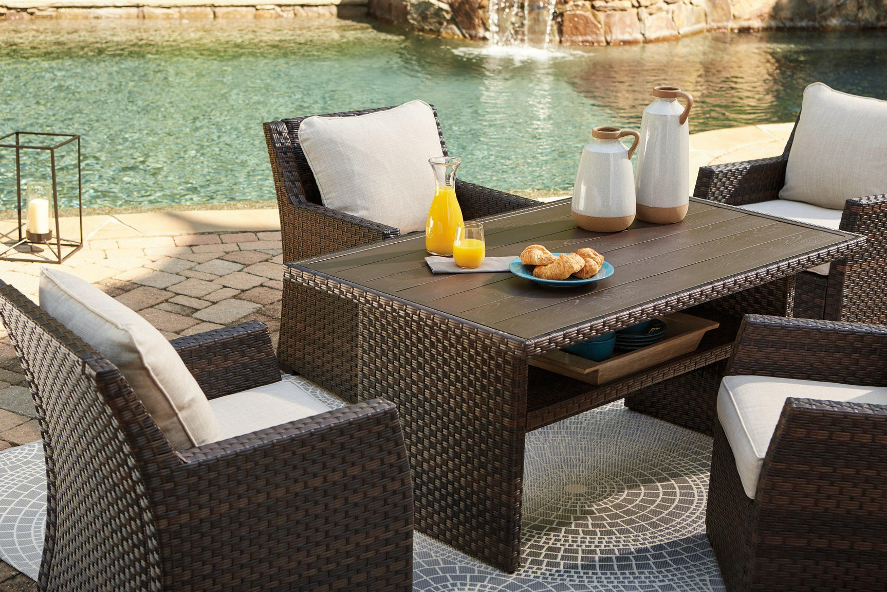 Easy Isle Dark Brown/beige Multi-use Table - Ella Furniture