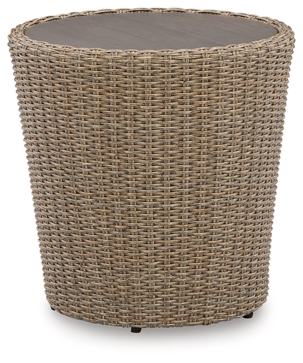 Danson Beige Outdoor End Table - Ella Furniture