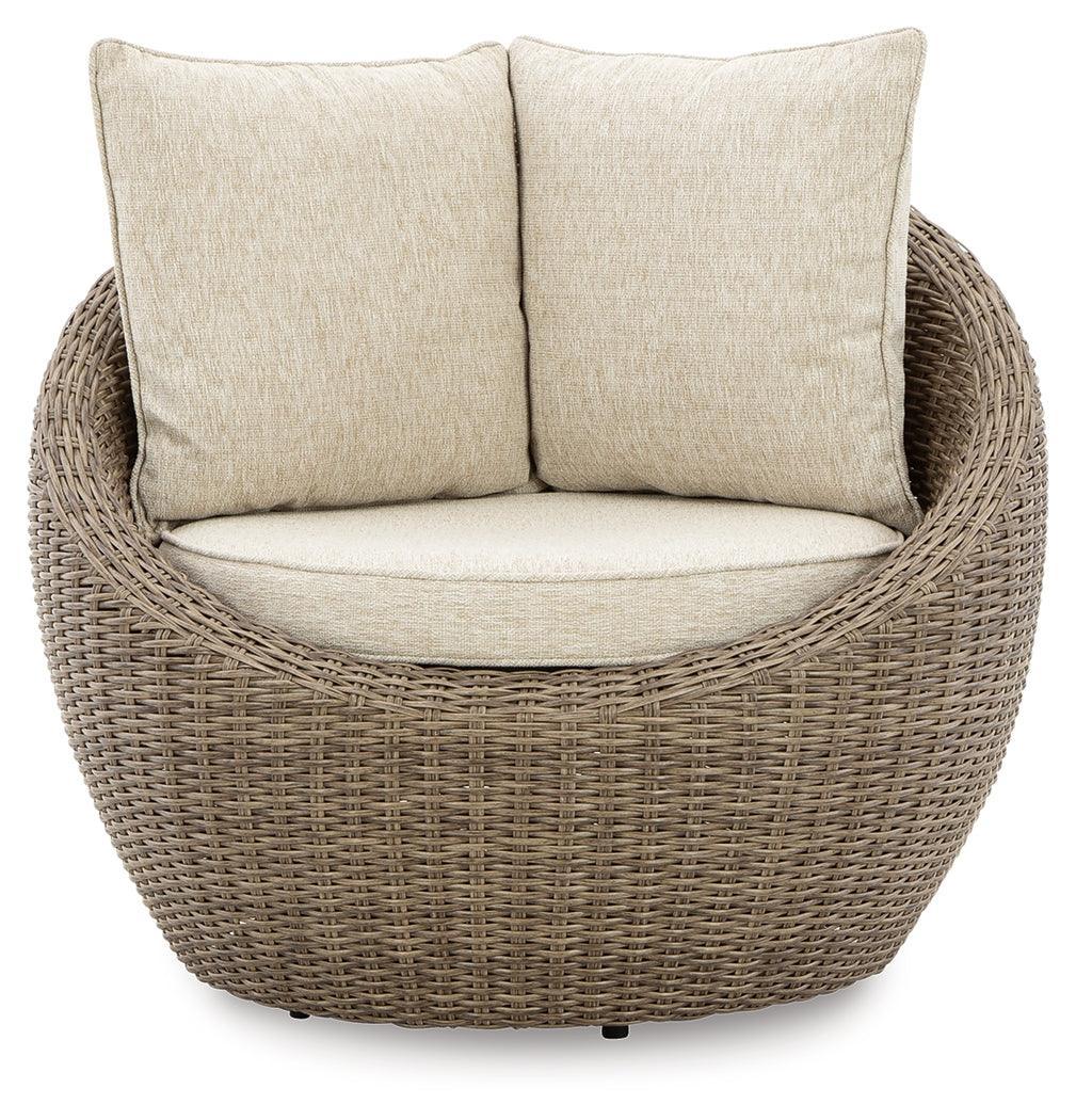 Danson Beige Swivel Lounge With Cushion (Set Of 2) - Ella Furniture