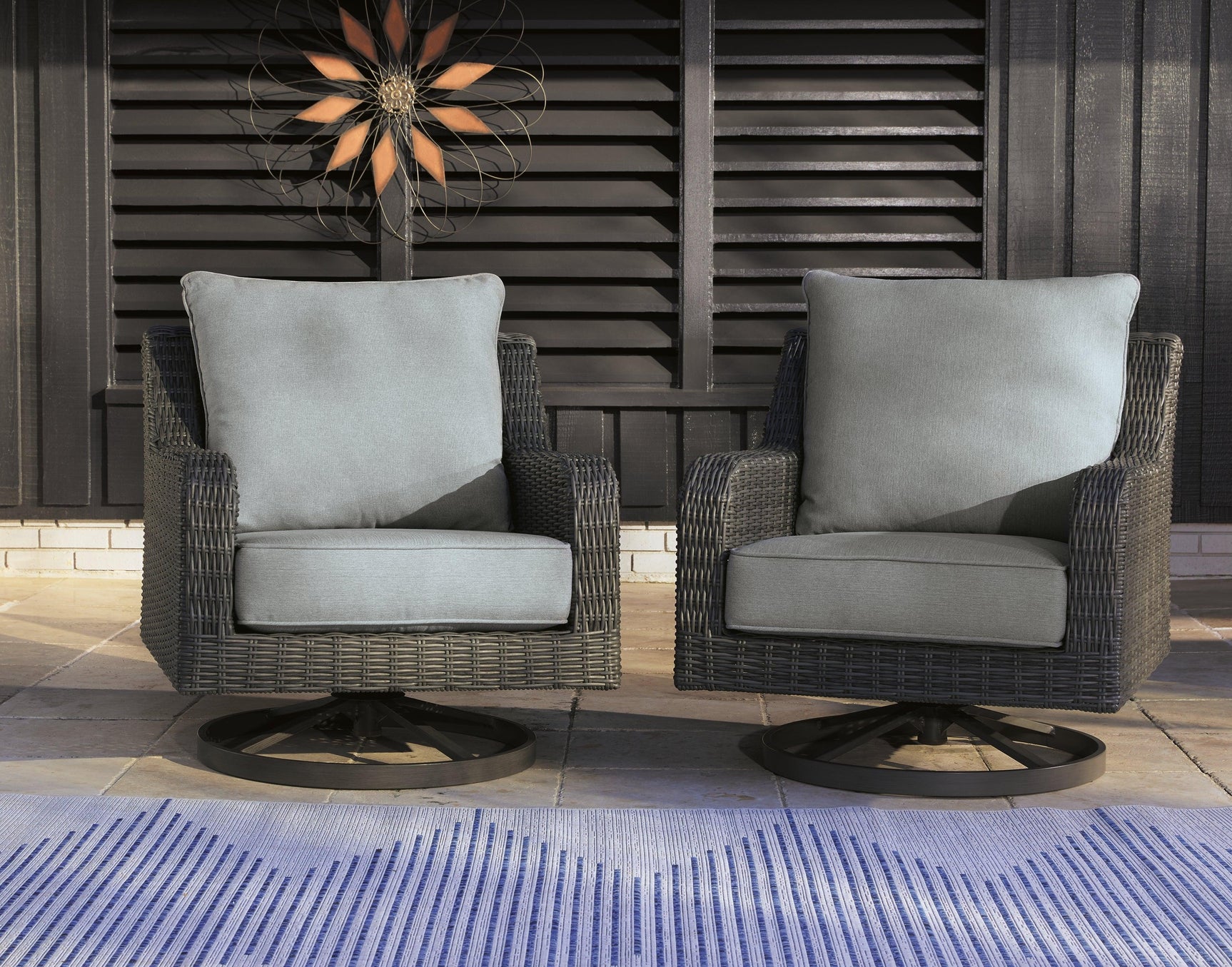 Elite Park Gray Outdoor Swivel Lounge With Cushion - Ella Furniture