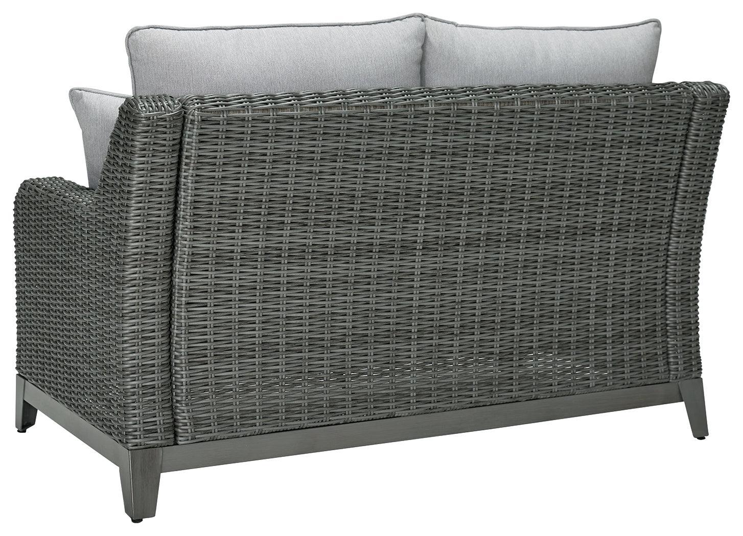 Elite Park Gray Outdoor Loveseat With Cushion - Ella Furniture