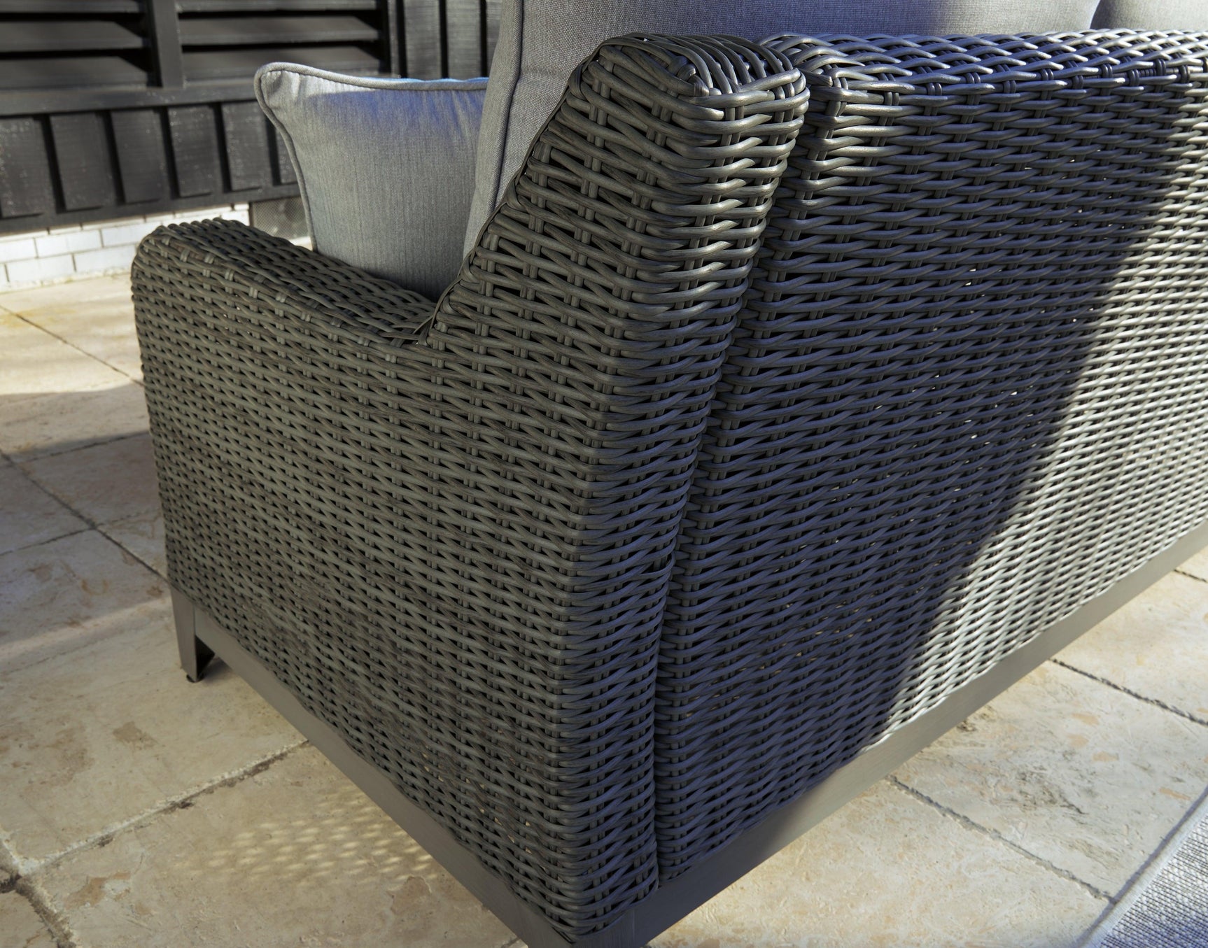 Elite Park Gray Outdoor Loveseat With Cushion - Ella Furniture