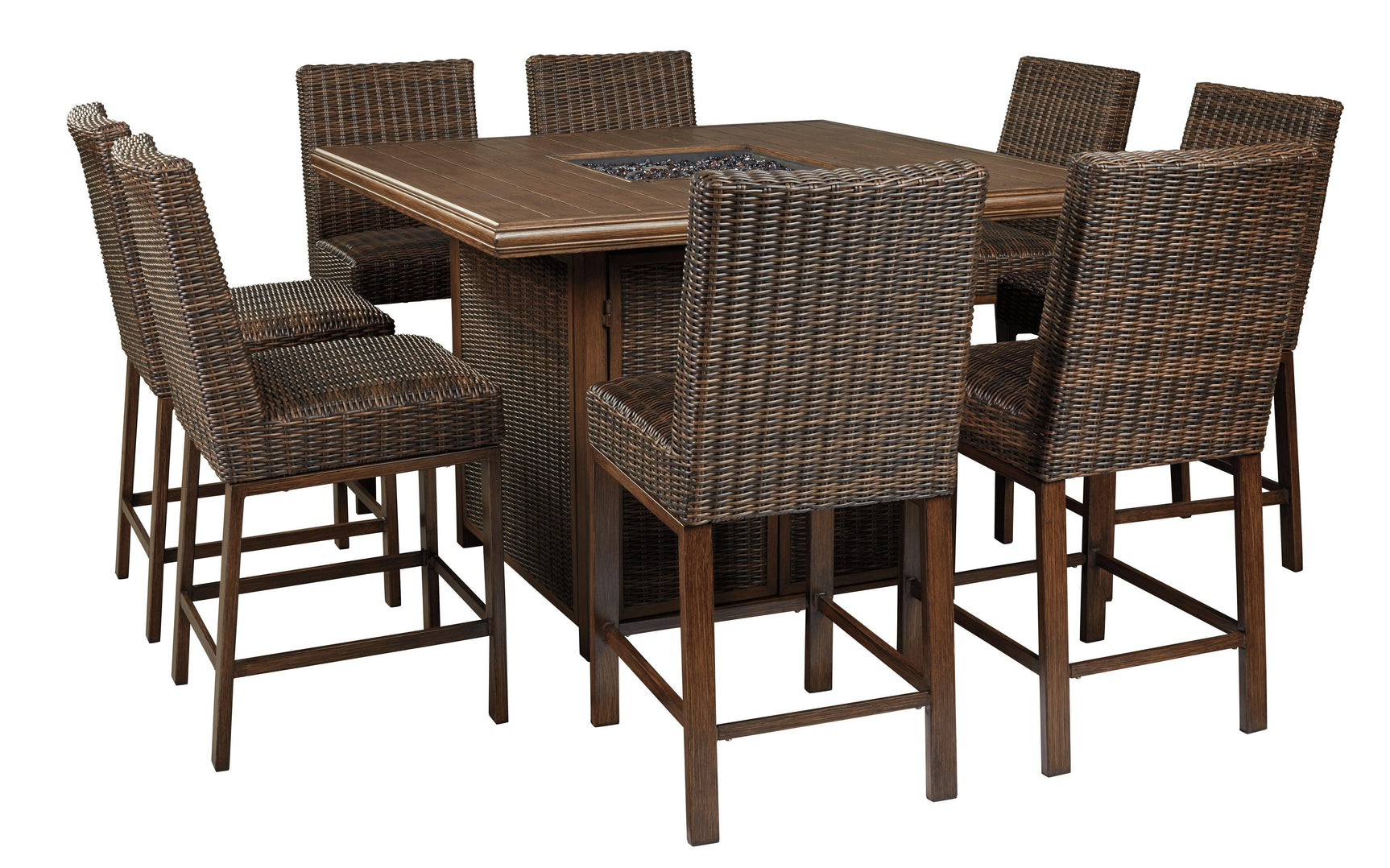 Paradise Trail Medium Brown Bar Table With Fire Pit - Ella Furniture