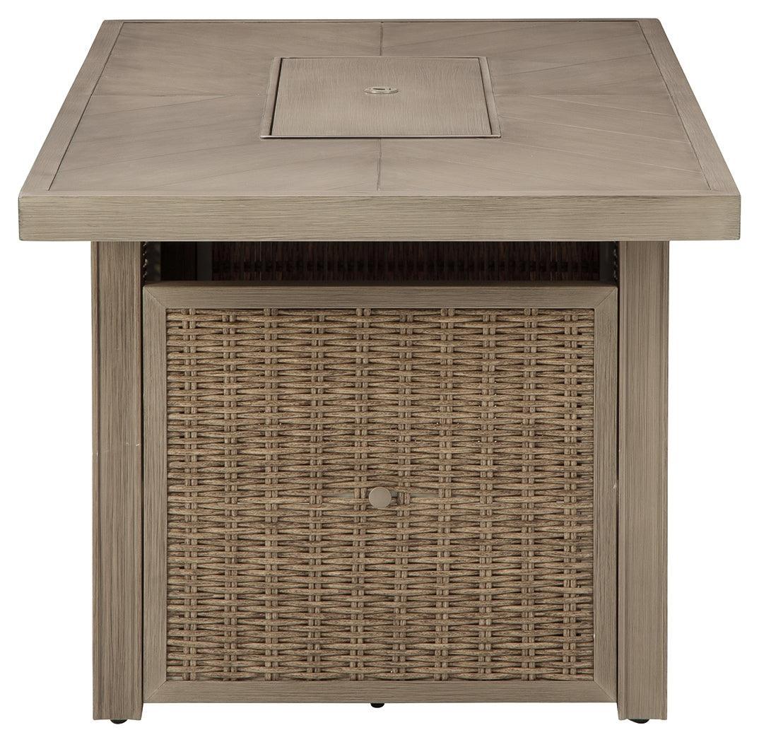 Beachcroft Beige Fire Pit Table - Ella Furniture