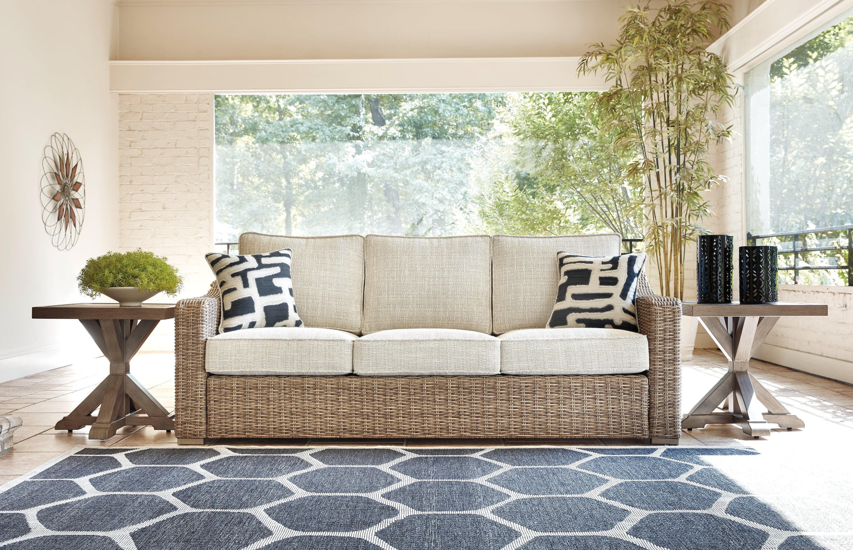 Beachcroft Beige Sofa With Cushion - Ella Furniture