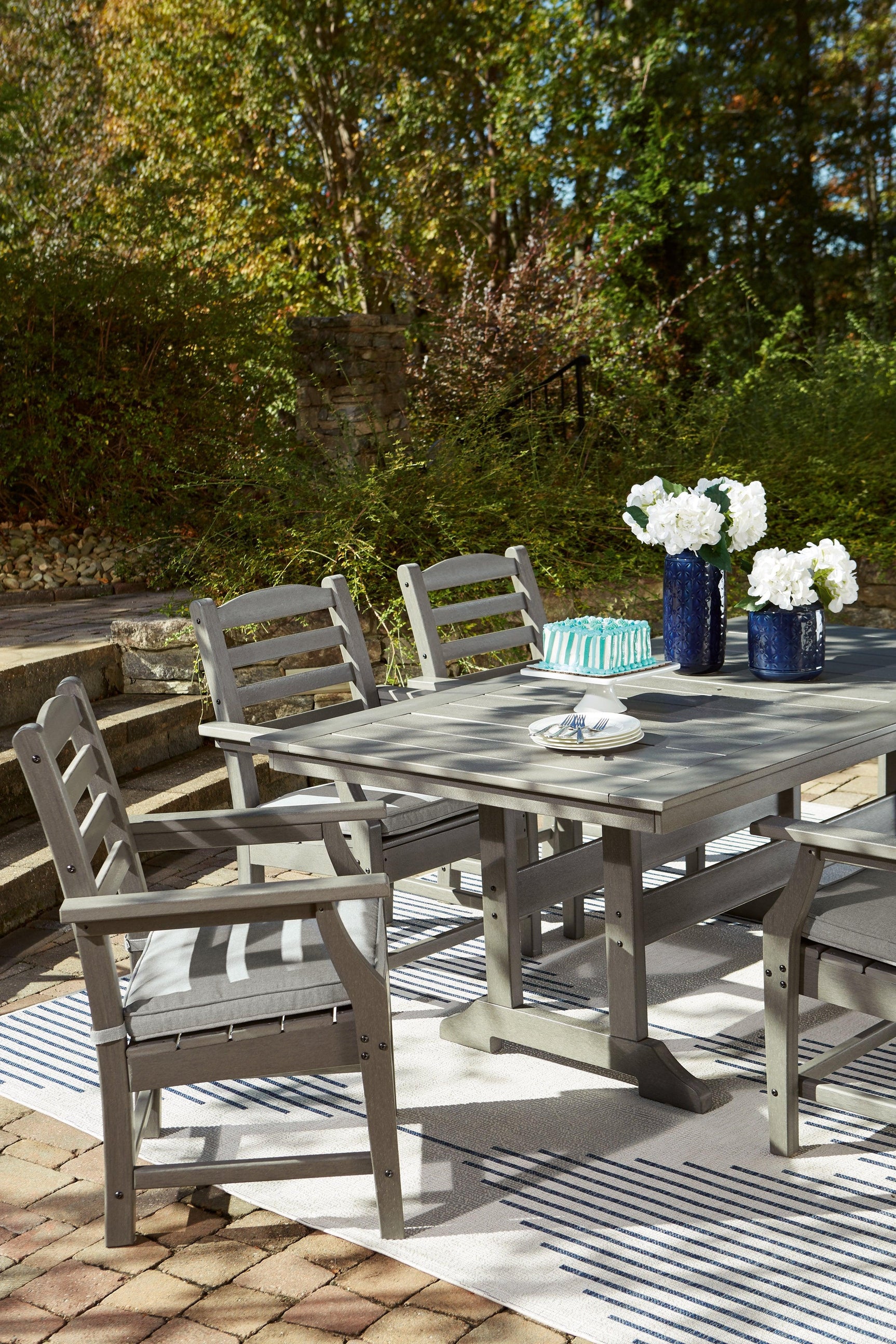 Visola Gray Outdoor Dining Table - Ella Furniture