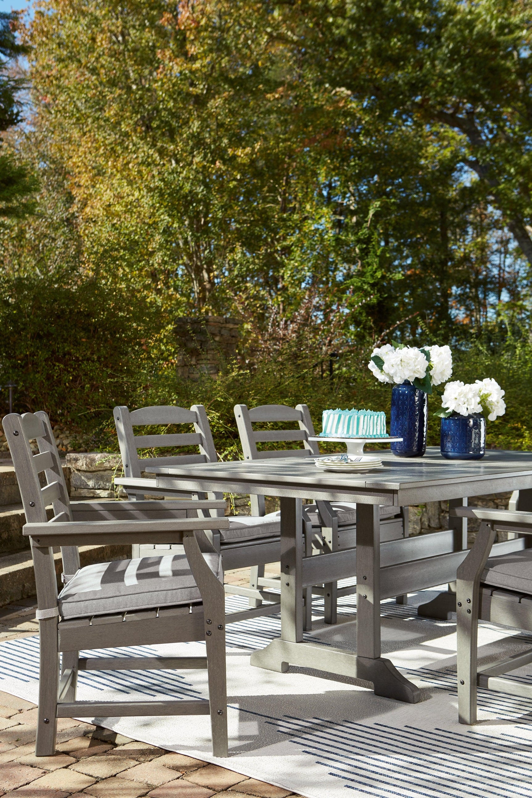 Visola Gray Outdoor Dining Table - Ella Furniture