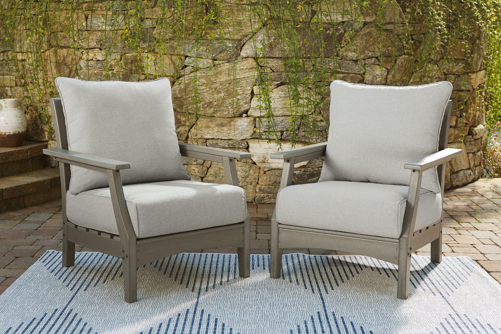 Visola Gray Lounge Chair With Cushion (Set Of 2) - Ella Furniture