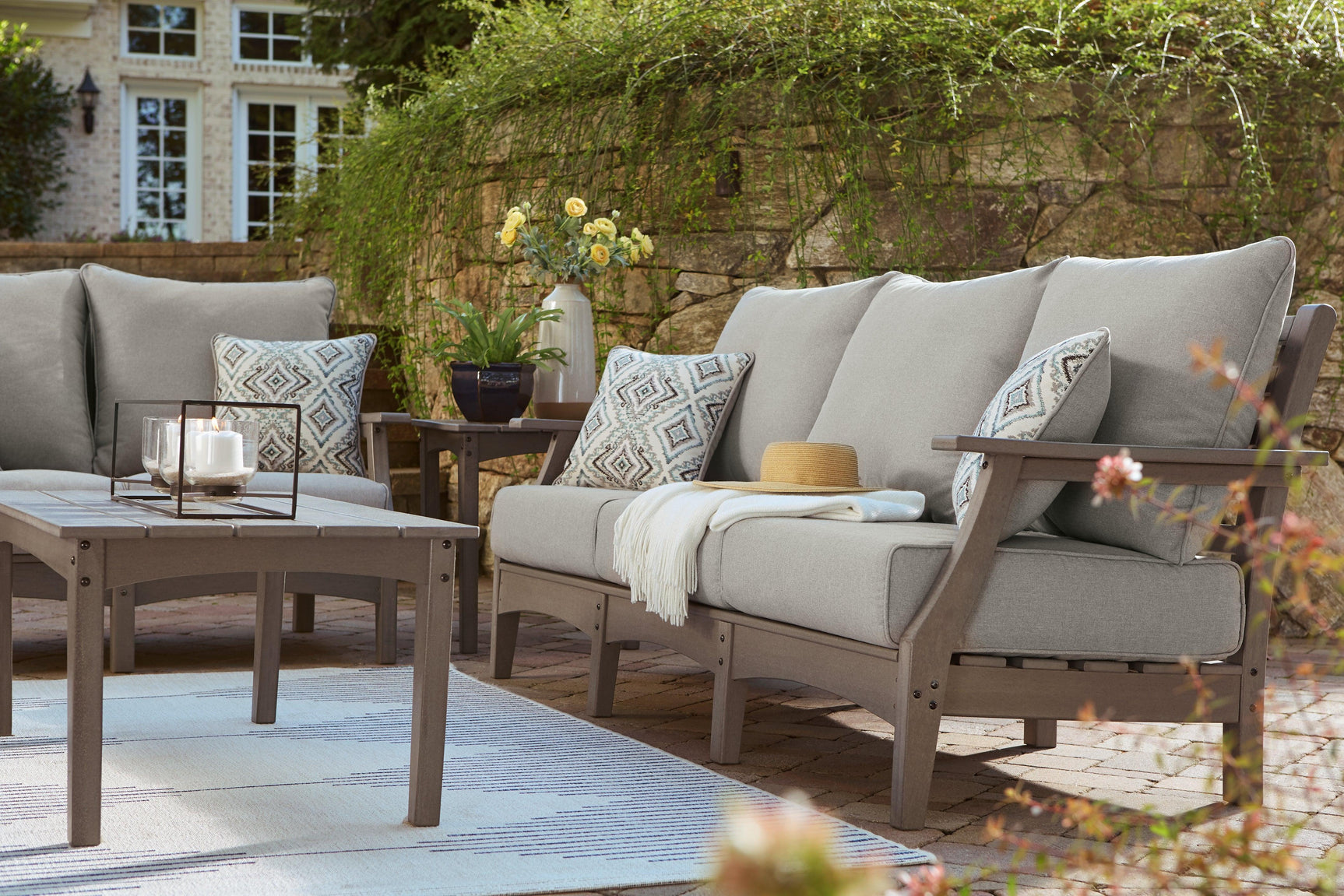 Visola Gray Outdoor Sofa With Cushion - Ella Furniture