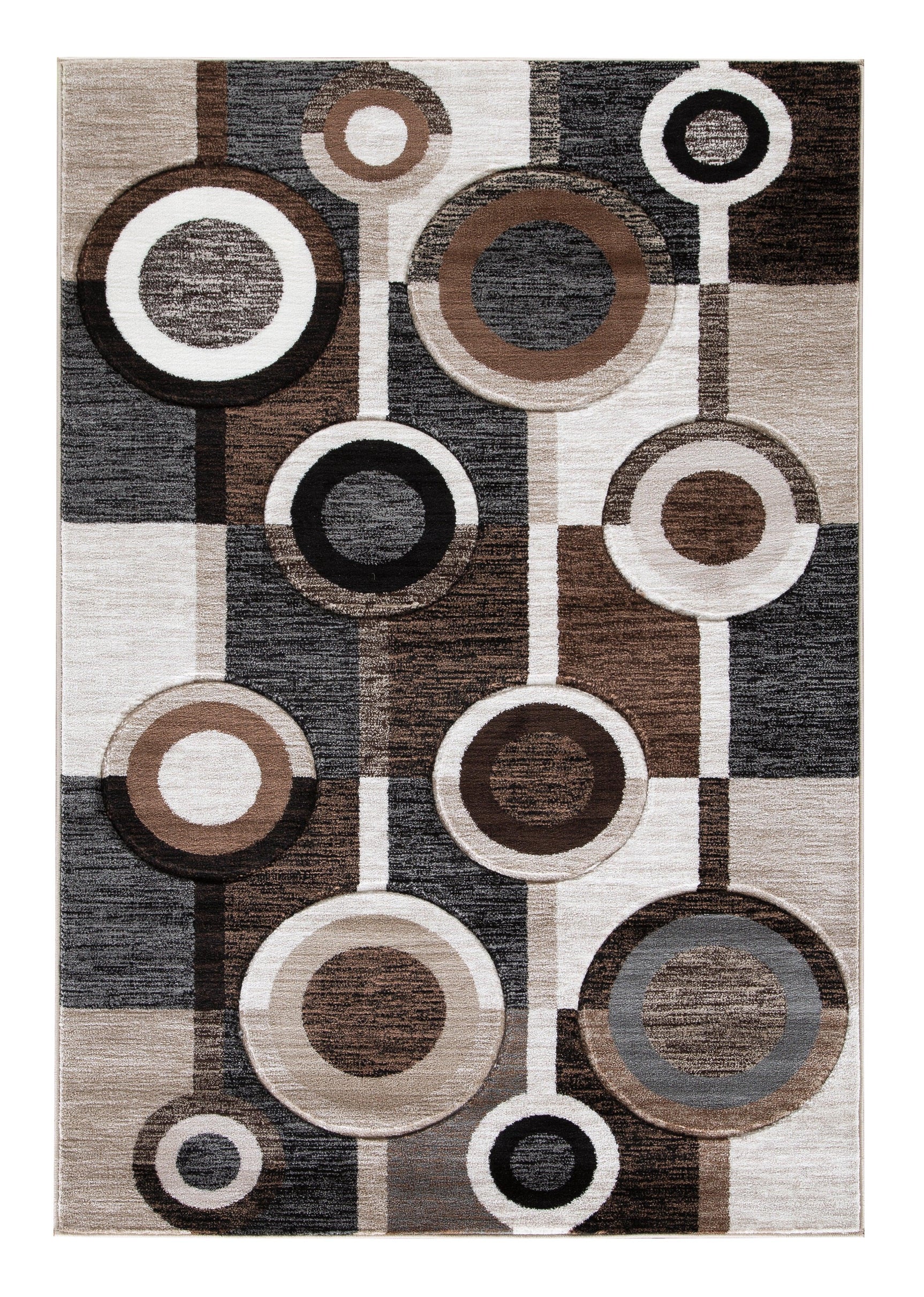Close-up of Guintte Multi rug's multilayered geometric design and plush pile