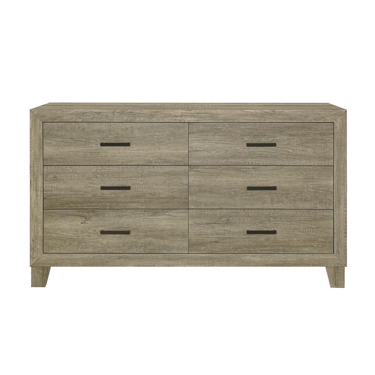 Avenue Rustic Modern Contemporary Solid Pine Wood Queen Panel Bedroom Set (Qb+ns+dr+mr+ch) - Ella Furniture