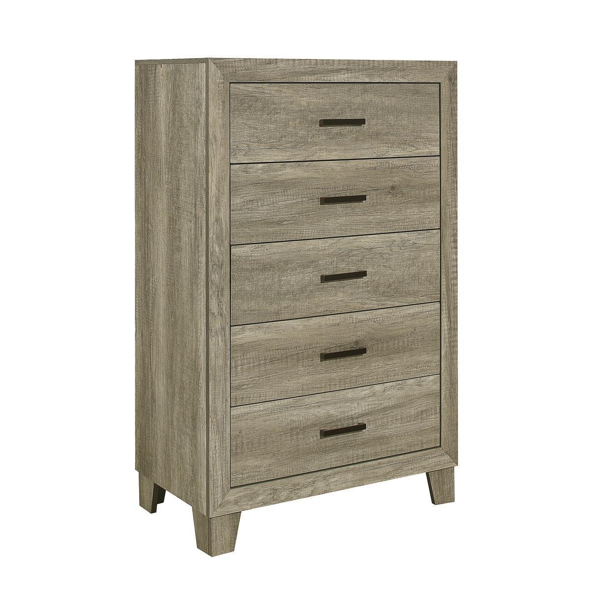 Avenue Rustic Modern Contemporary Solid Pine Wood Queen Panel Bedroom Set (Qb+ns+dr+mr) - Ella Furniture