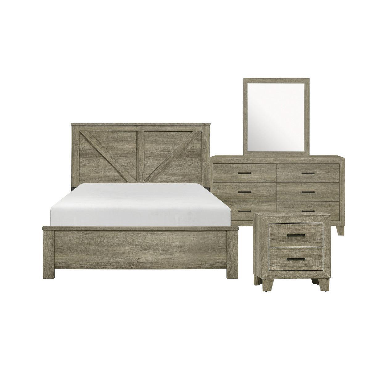 Avenue Rustic Modern Contemporary Solid Pine Wood Queen Panel Bedroom Set (Qb+ns+dr+mr) - Ella Furniture