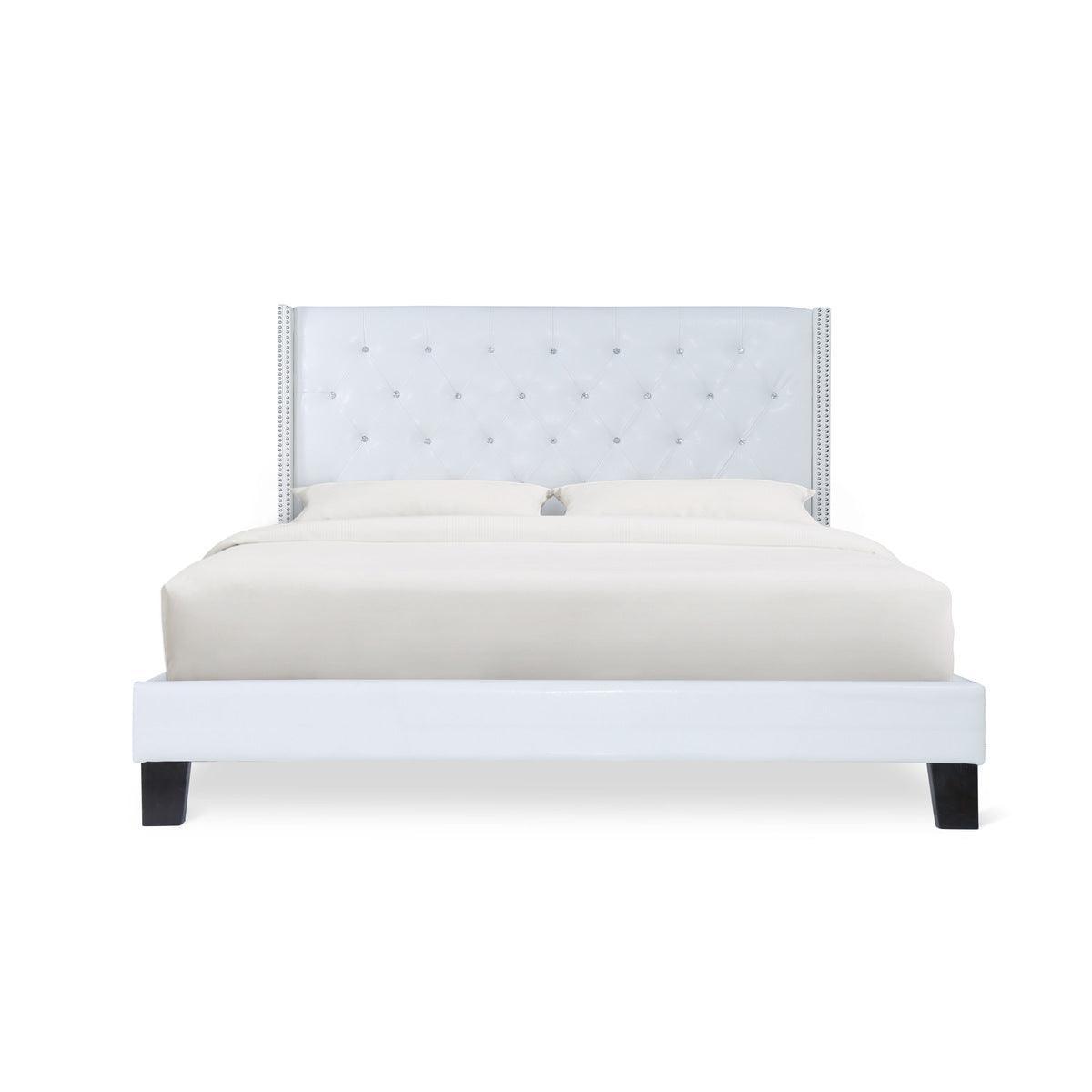 Ivy Black Modern Contemporary Solid Wood Faux Leather Tufted Queen Platform Bed - Ella Furniture