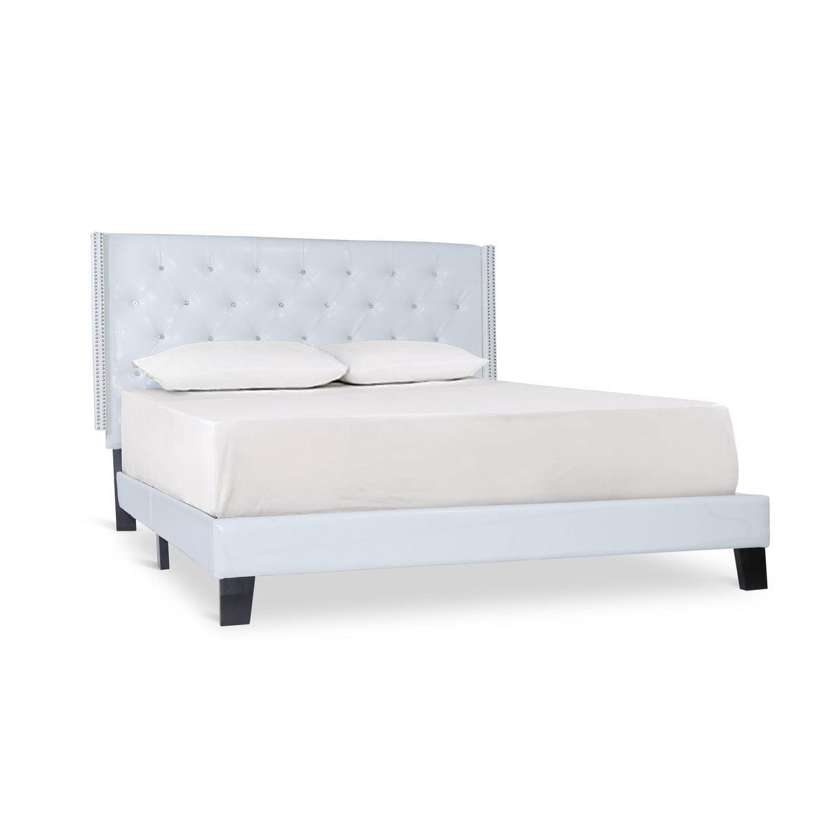 Ivy Black Modern Contemporary Solid Wood Faux Leather Tufted Queen Platform Bed - Ella Furniture