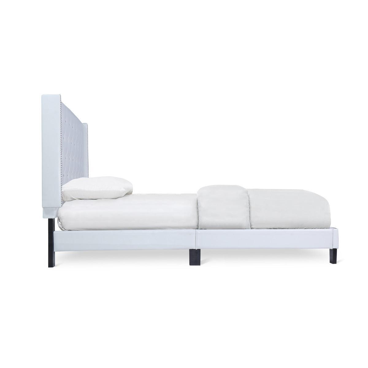 Ivy Black Modern Contemporary Solid Wood Faux Leather Tufted Queen Platform Bed - Ella Furniture
