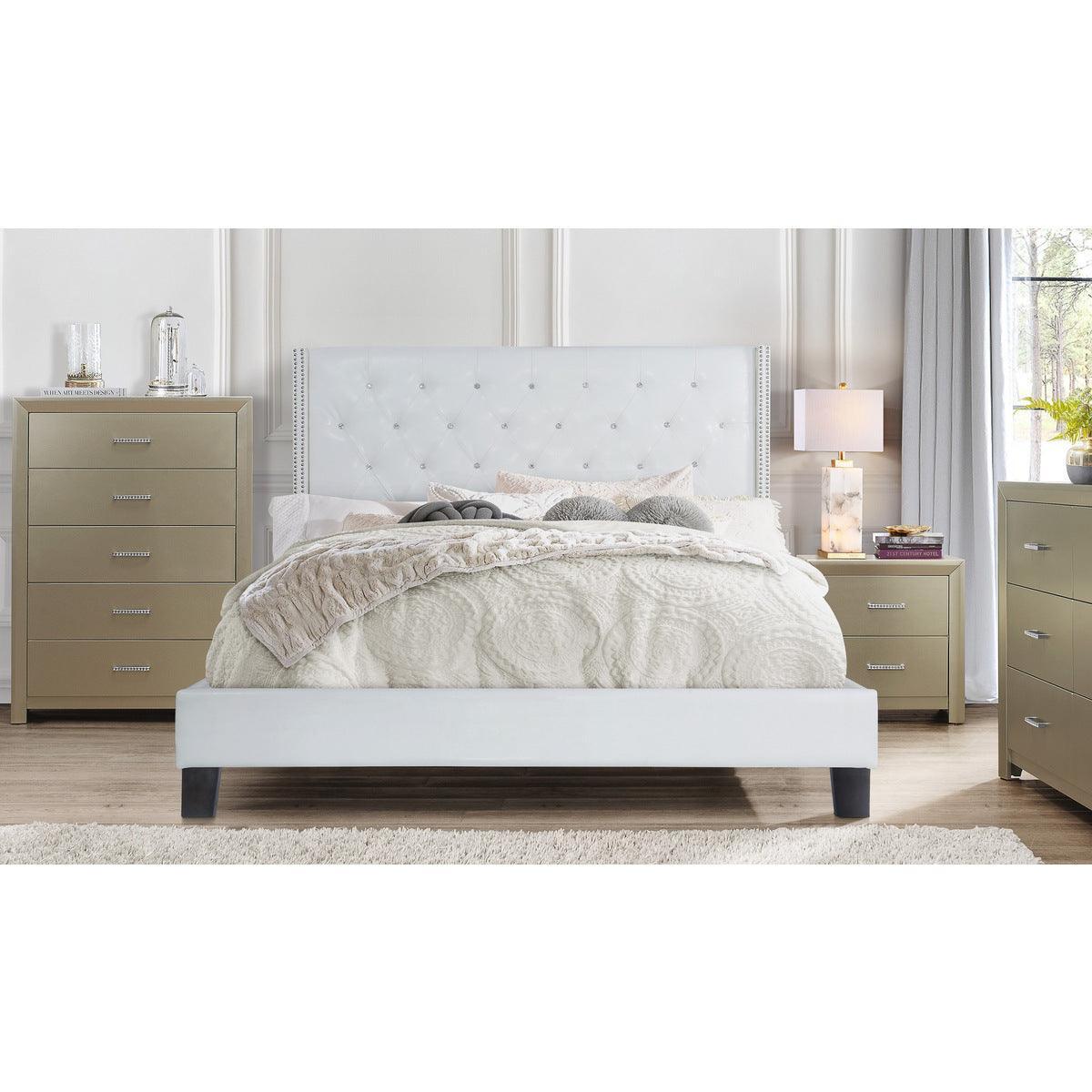 Ivy Black Modern Contemporary Solid Wood Faux Leather Tufted Queen Platform Bed - Ella Furniture