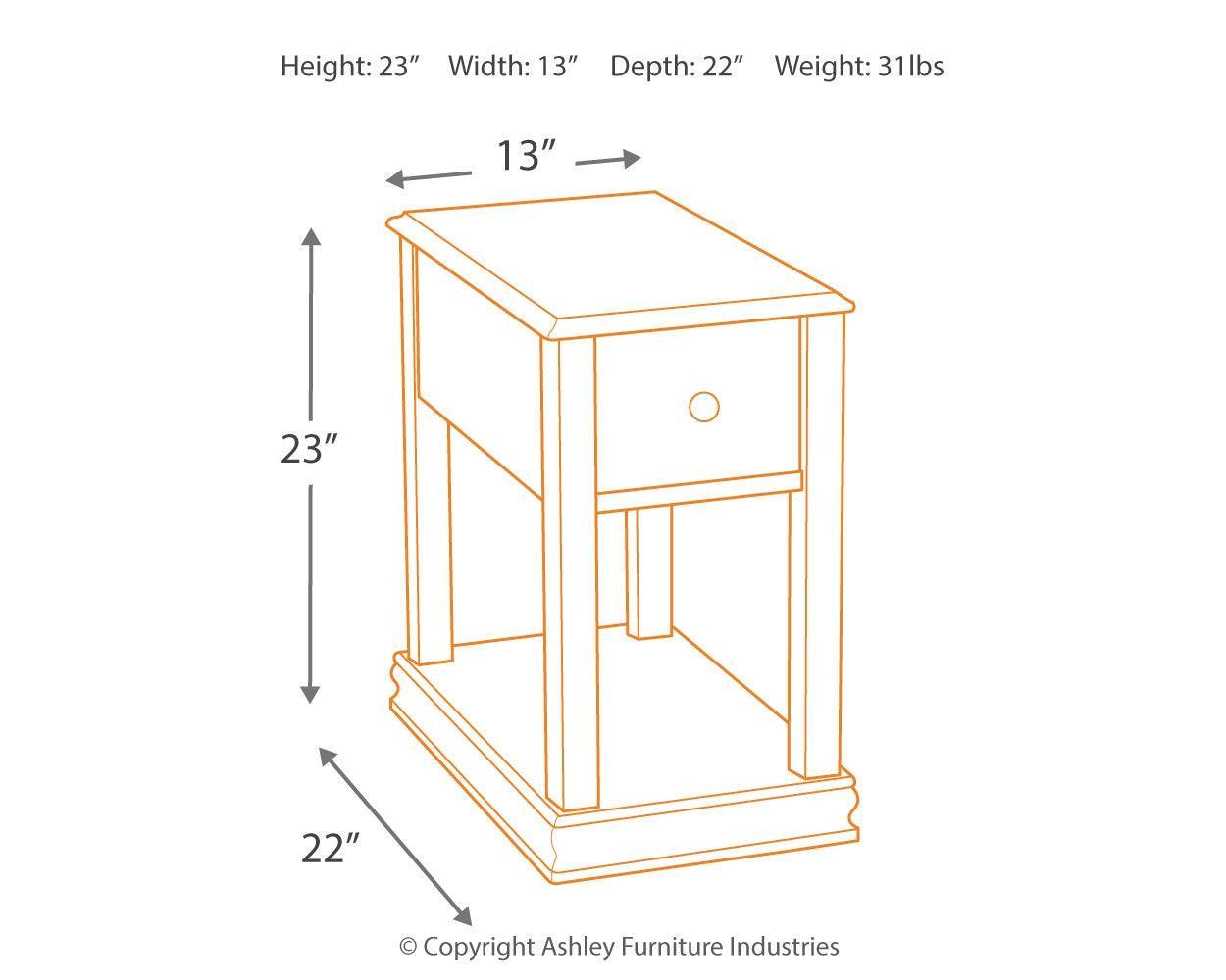 Breegin Brown Chairside End Table T007-527 - Ella Furniture