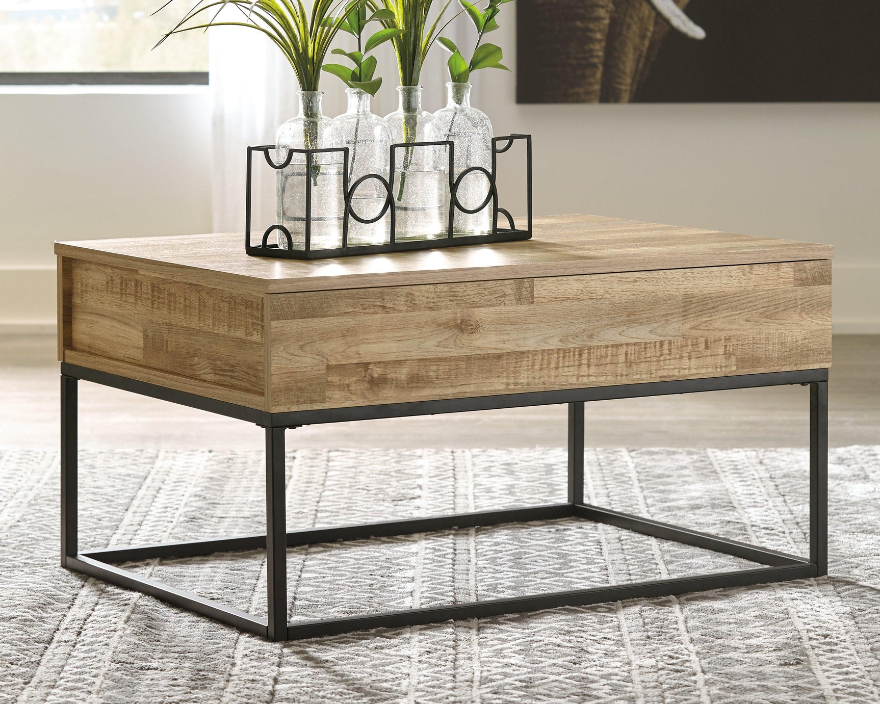 Gerdanet Natural Lift-top Coffee Table - Ella Furniture