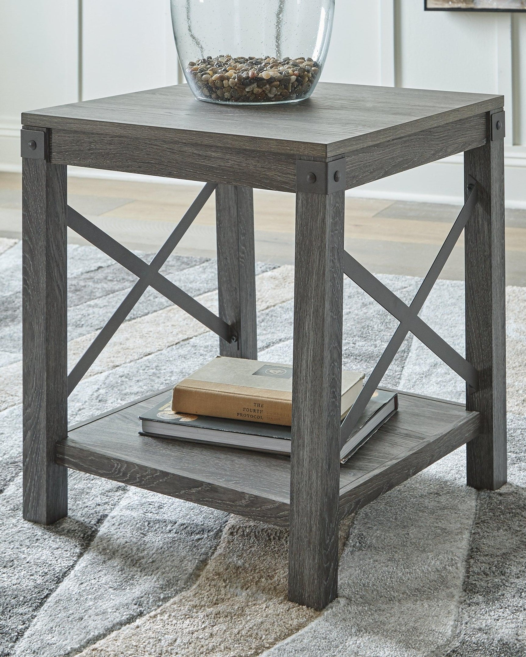 Freedan Grayish Brown End Table - Ella Furniture