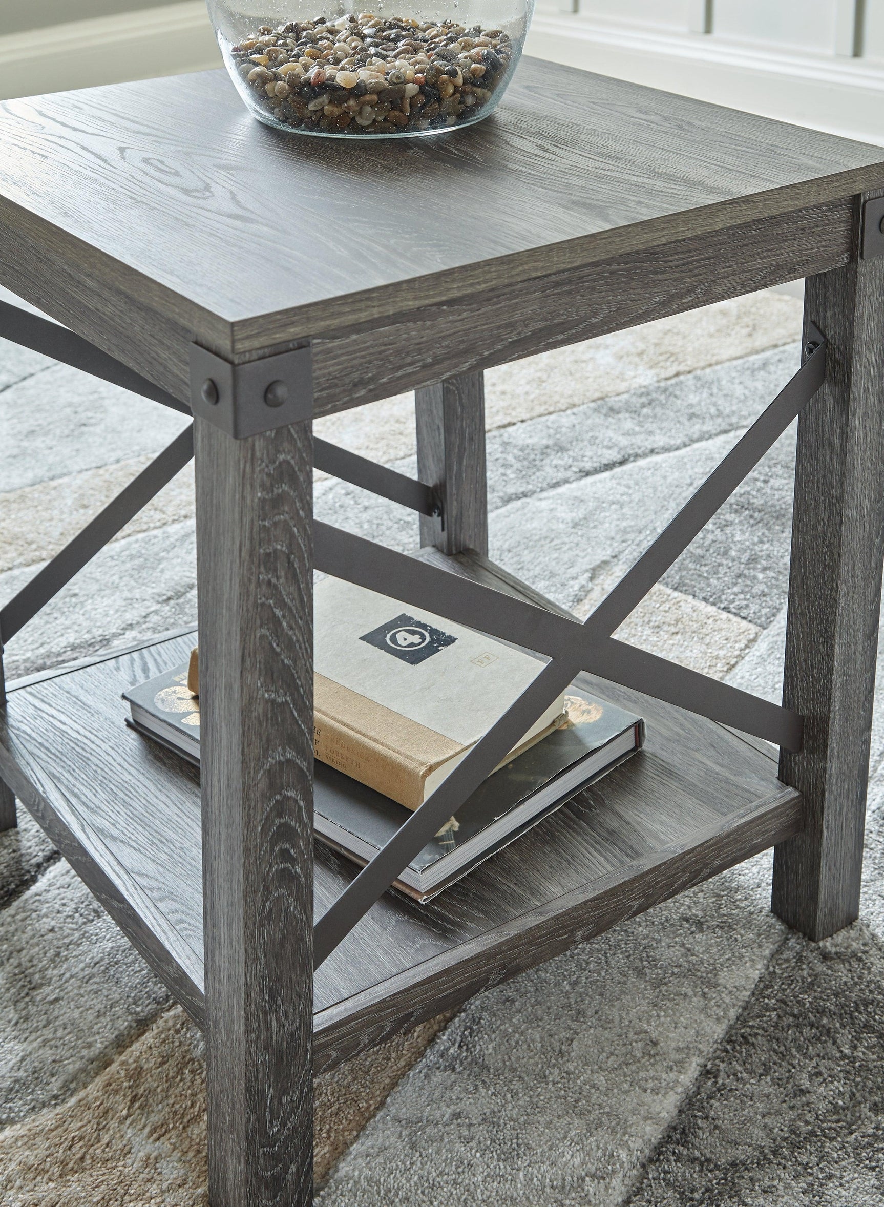 Freedan Grayish Brown End Table - Ella Furniture