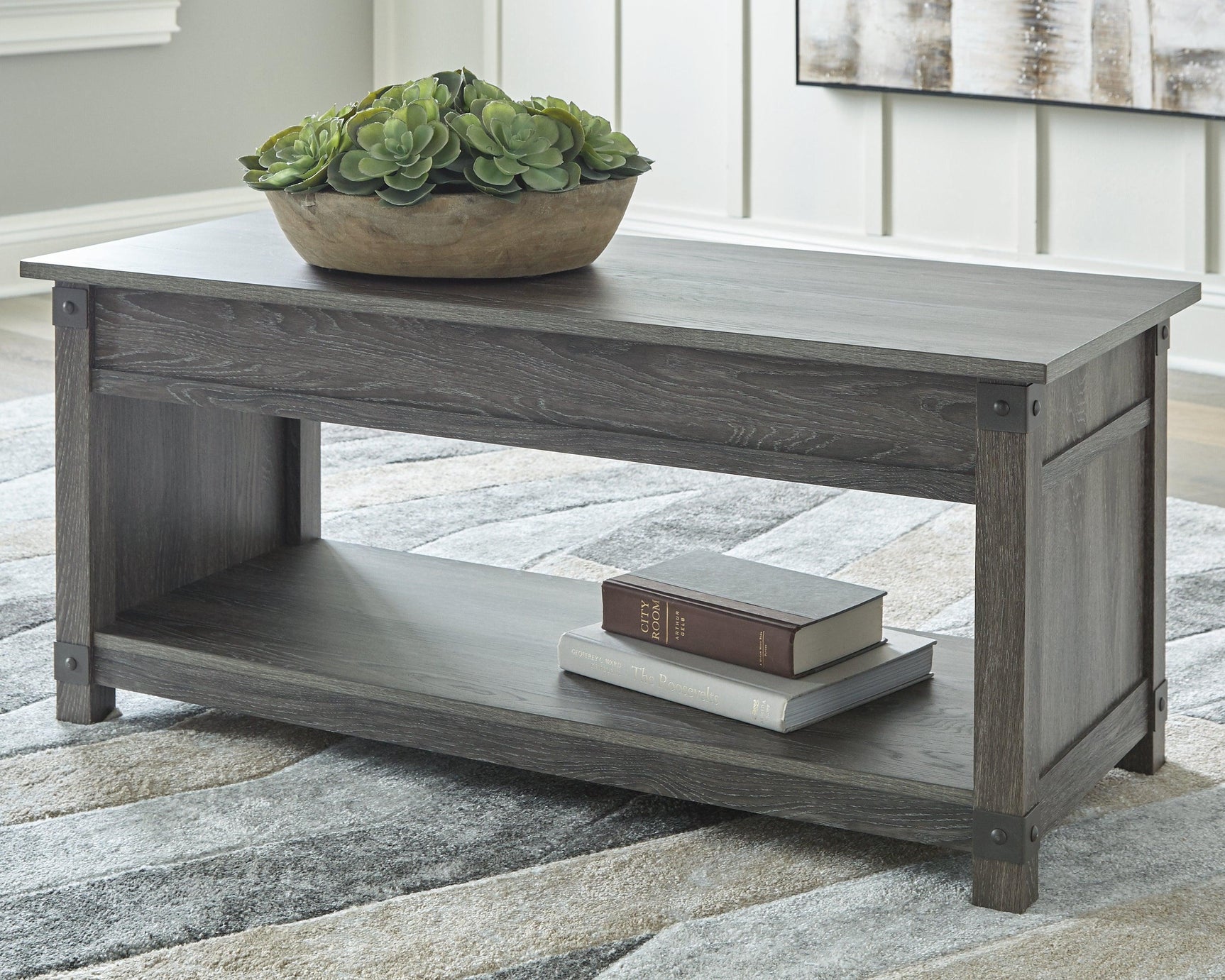 Freedan Grayish Brown Lift-top Coffee Table - Ella Furniture