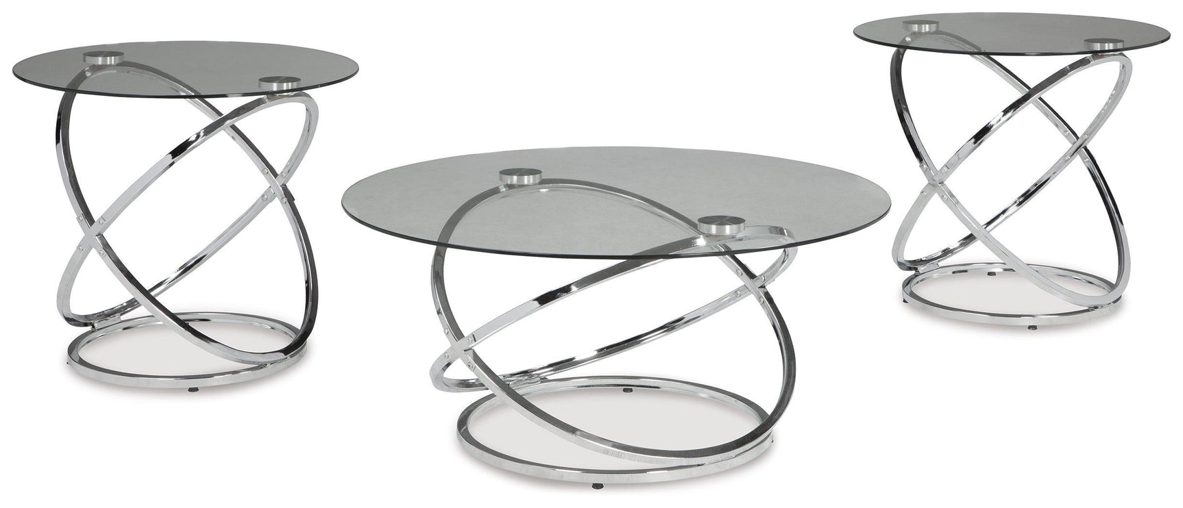 Side view of Hollynyx coffee table showing chrome metal base