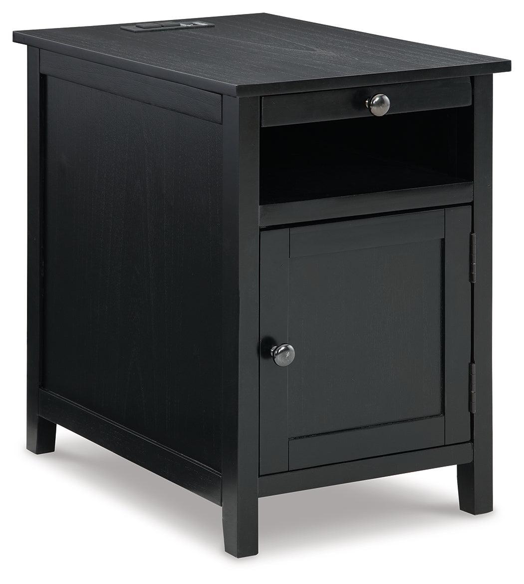 Treytown Black Chairside End Table - Ella Furniture