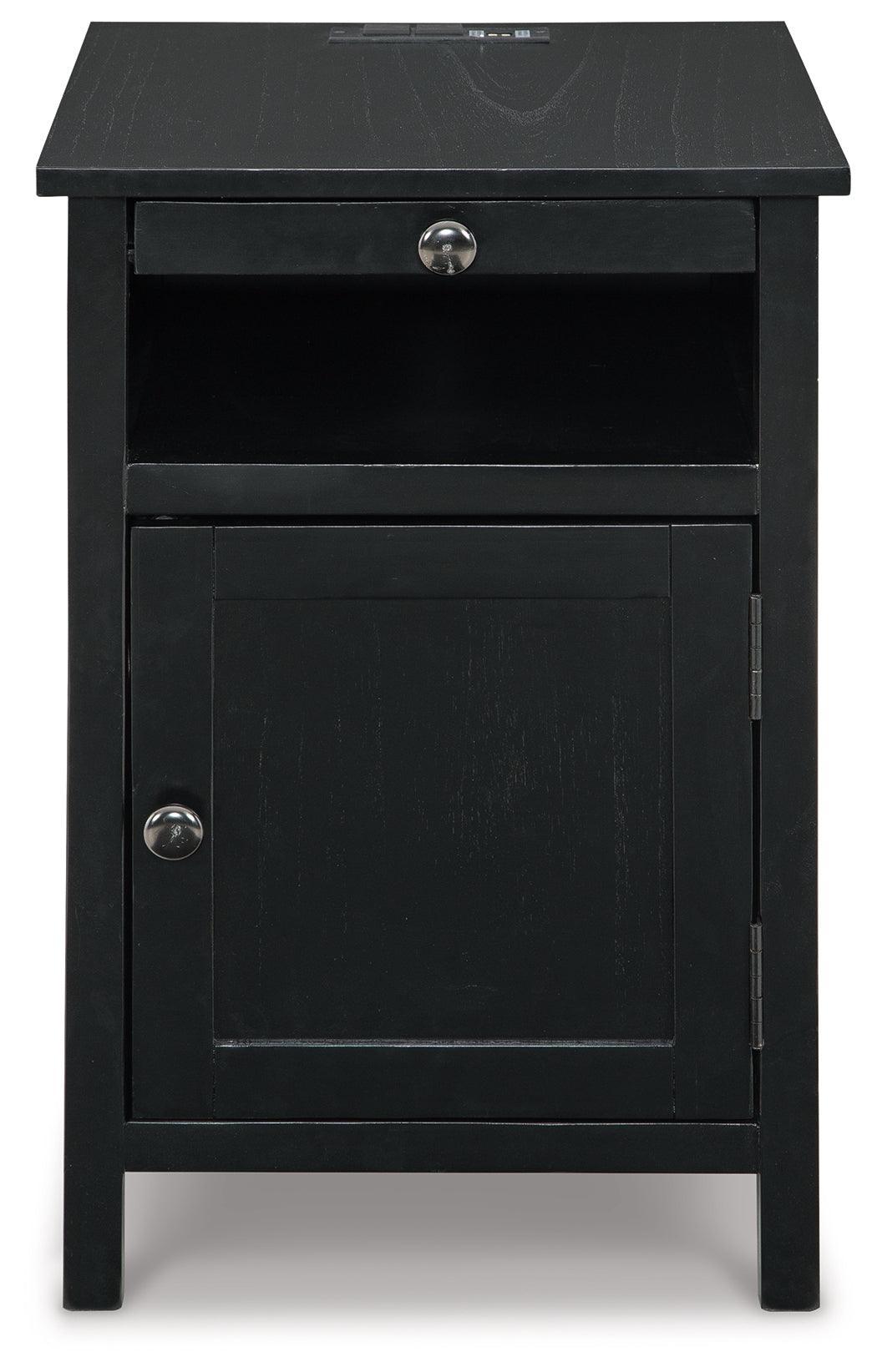 Treytown Black Chairside End Table - Ella Furniture