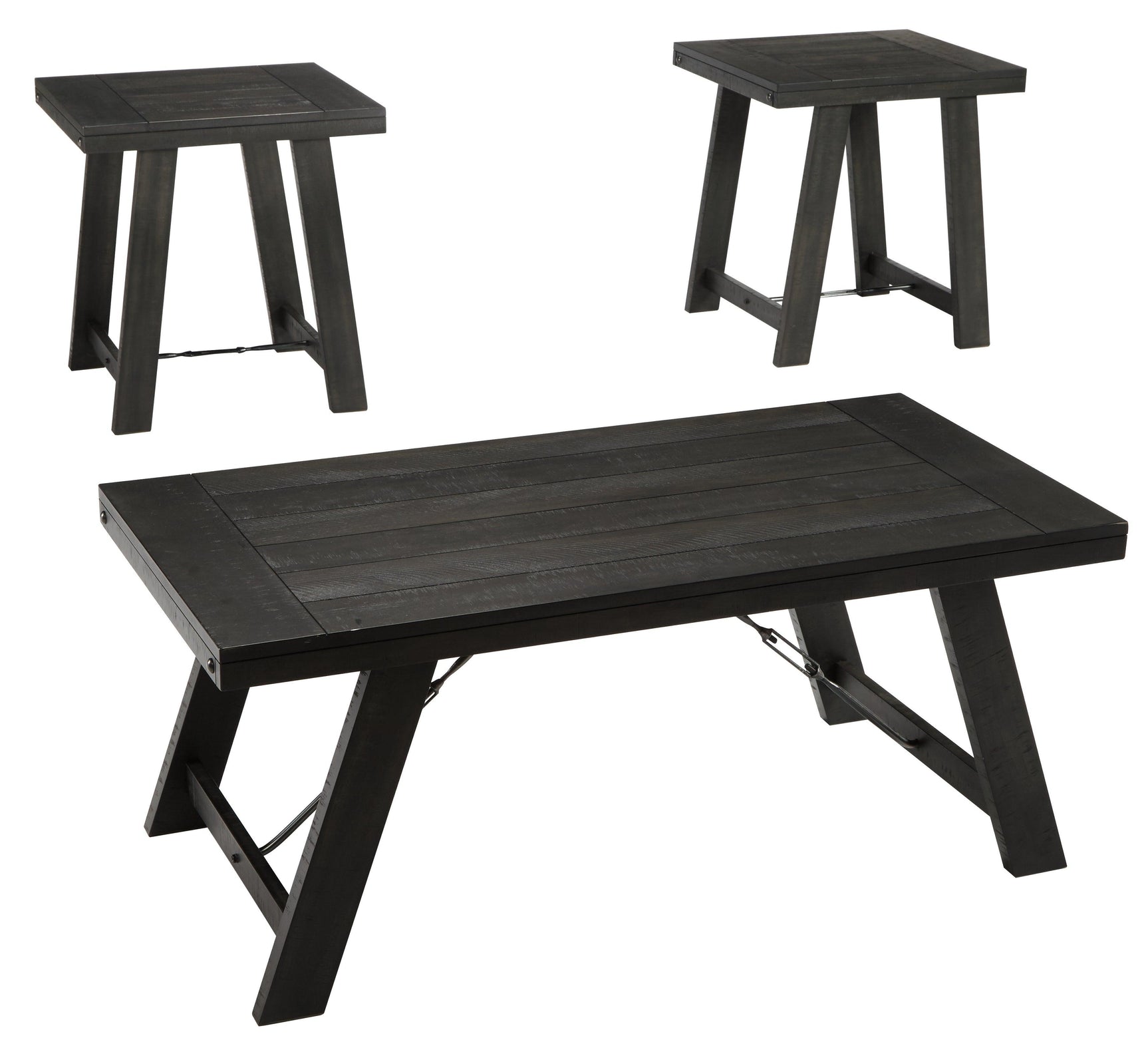 Noorbrook Black/pewter Table (Set Of 3) - Ella Furniture
