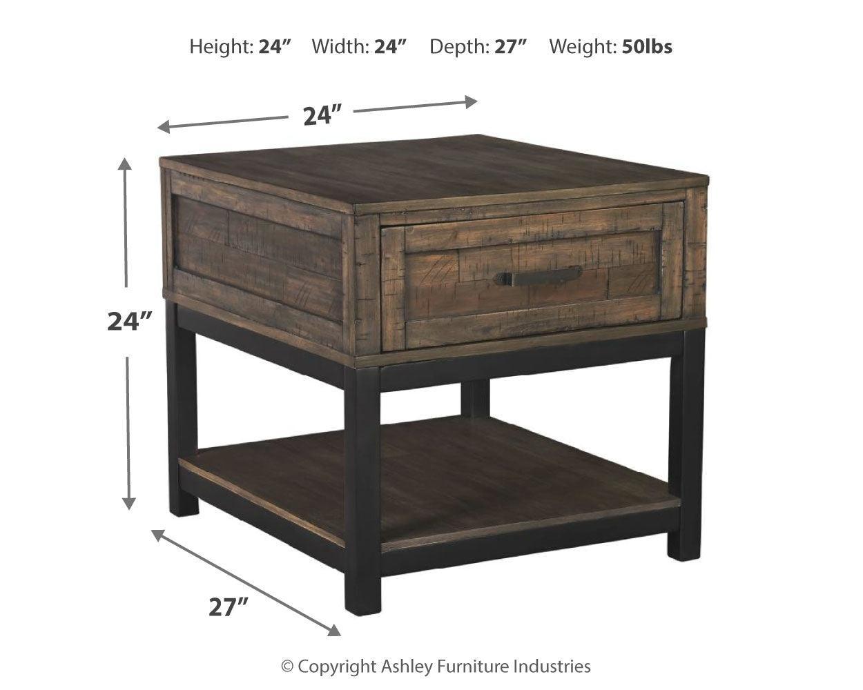Johurst Grayish Brown End Table - Ella Furniture