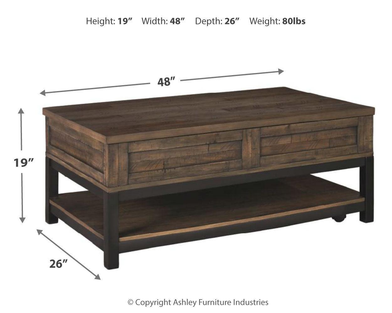 Johurst Grayish Brown Coffee Table With Lift Top - Ella Furniture