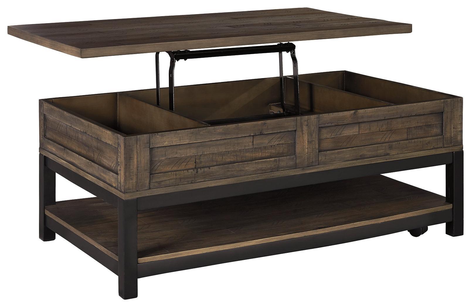 Johurst Grayish Brown Coffee Table With Lift Top - Ella Furniture