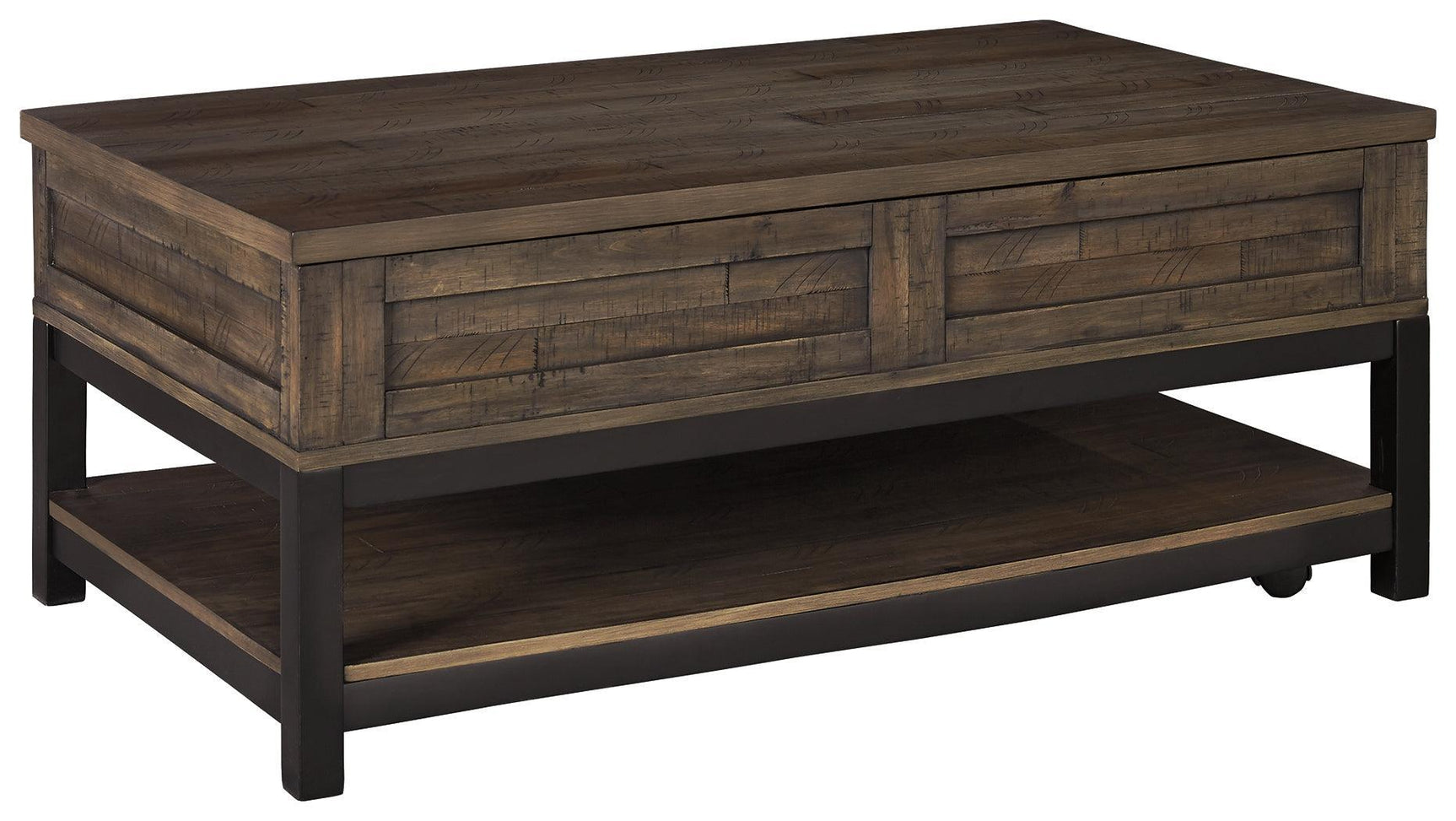 Johurst Grayish Brown Coffee Table With Lift Top - Ella Furniture