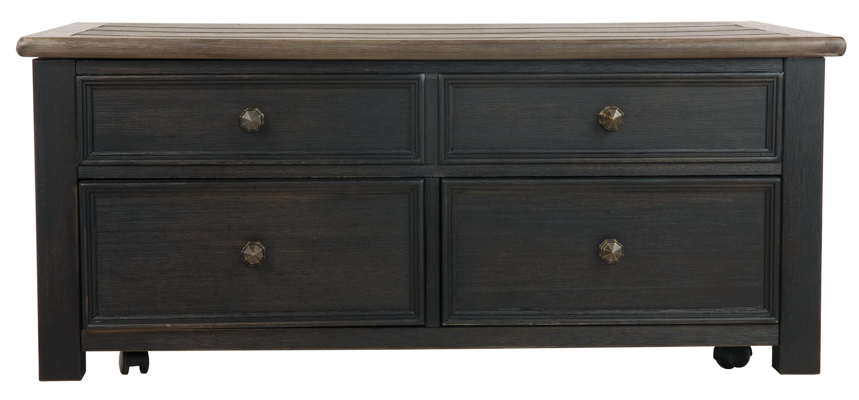 Tyler Creek coffee table fully assembled with rustic finish