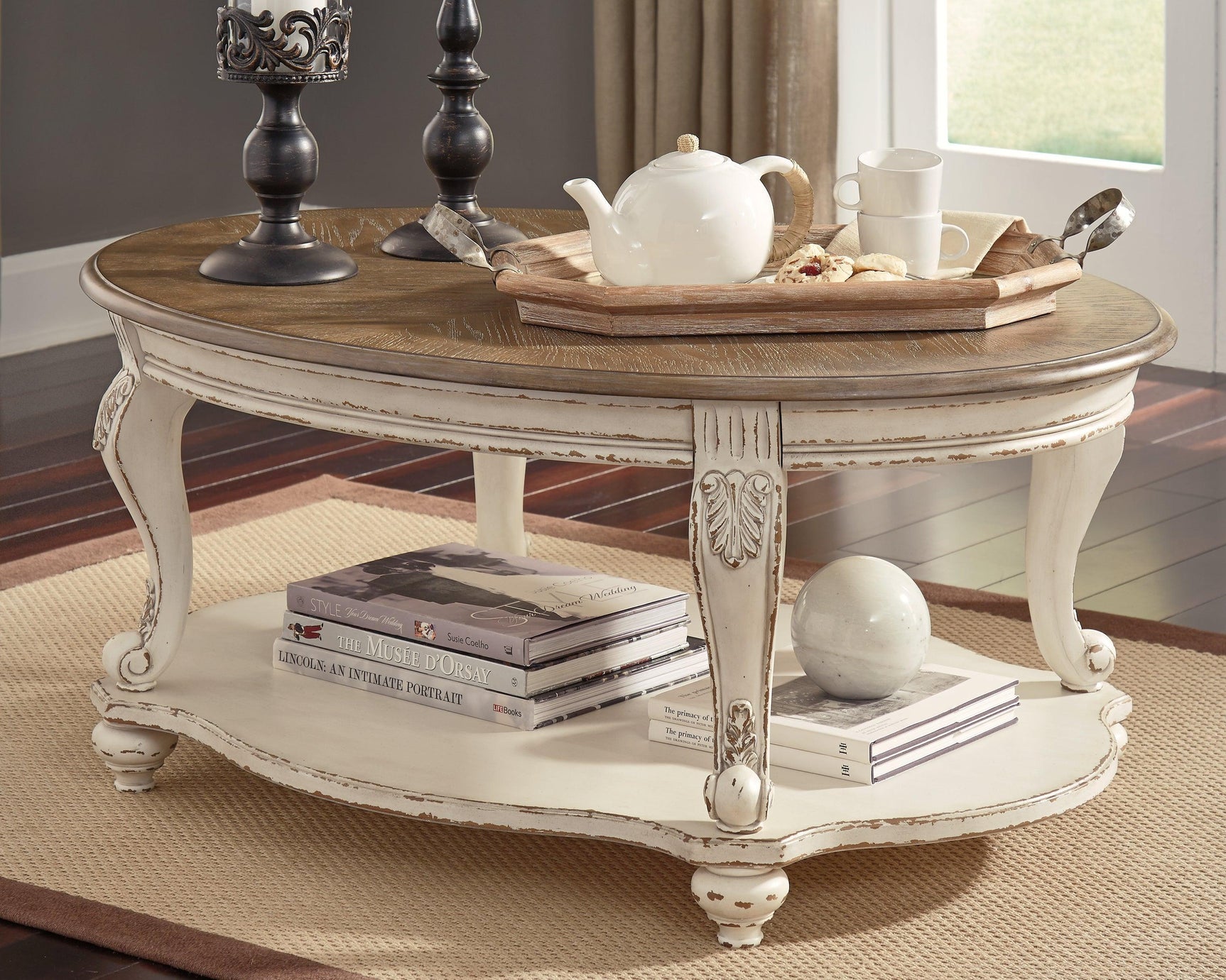 Realyn White/Brown Coffee Table - Ella Furniture