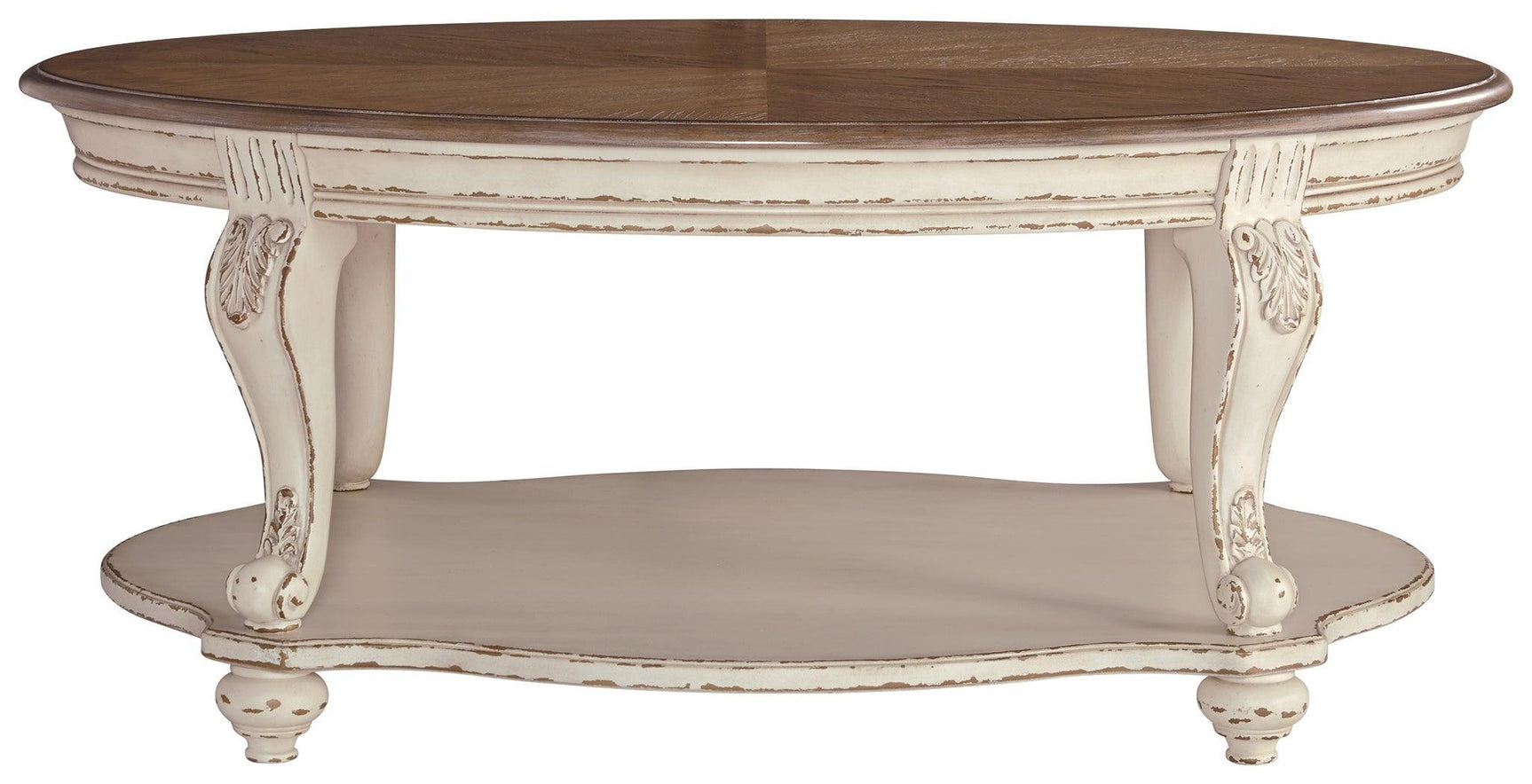 Realyn White/Brown Coffee Table - Ella Furniture