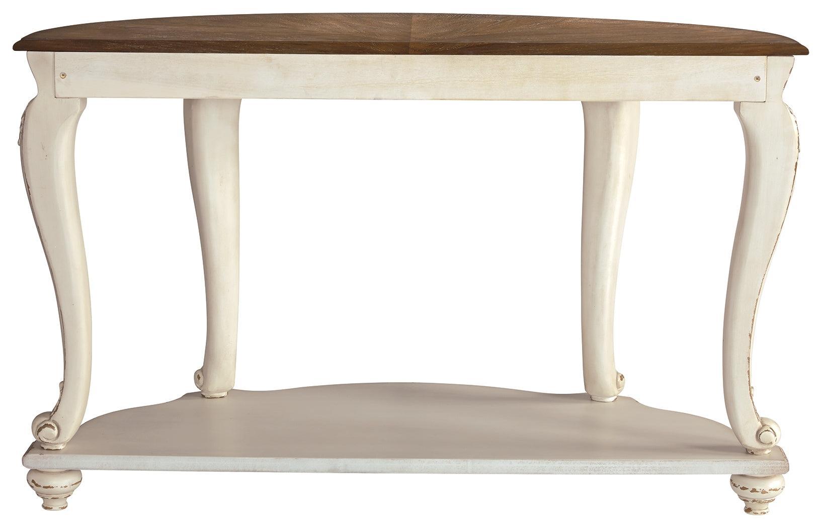 Realyn White/Brown Sofa Table - Ella Furniture