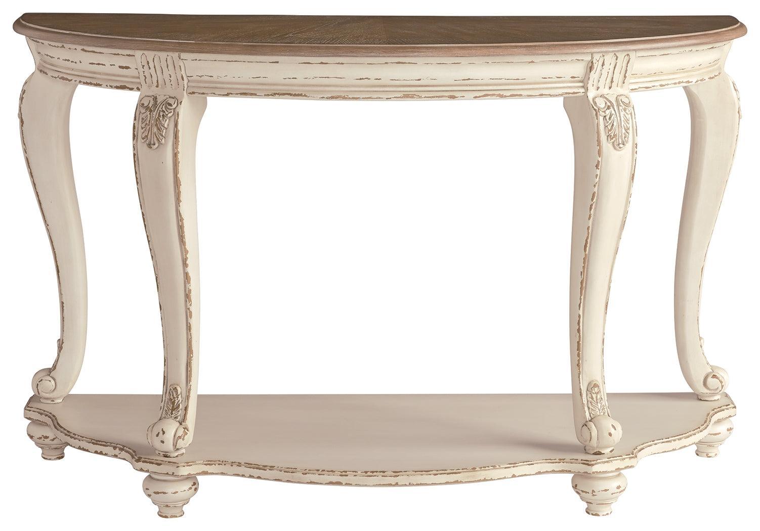 Realyn White/Brown Sofa Table - Ella Furniture