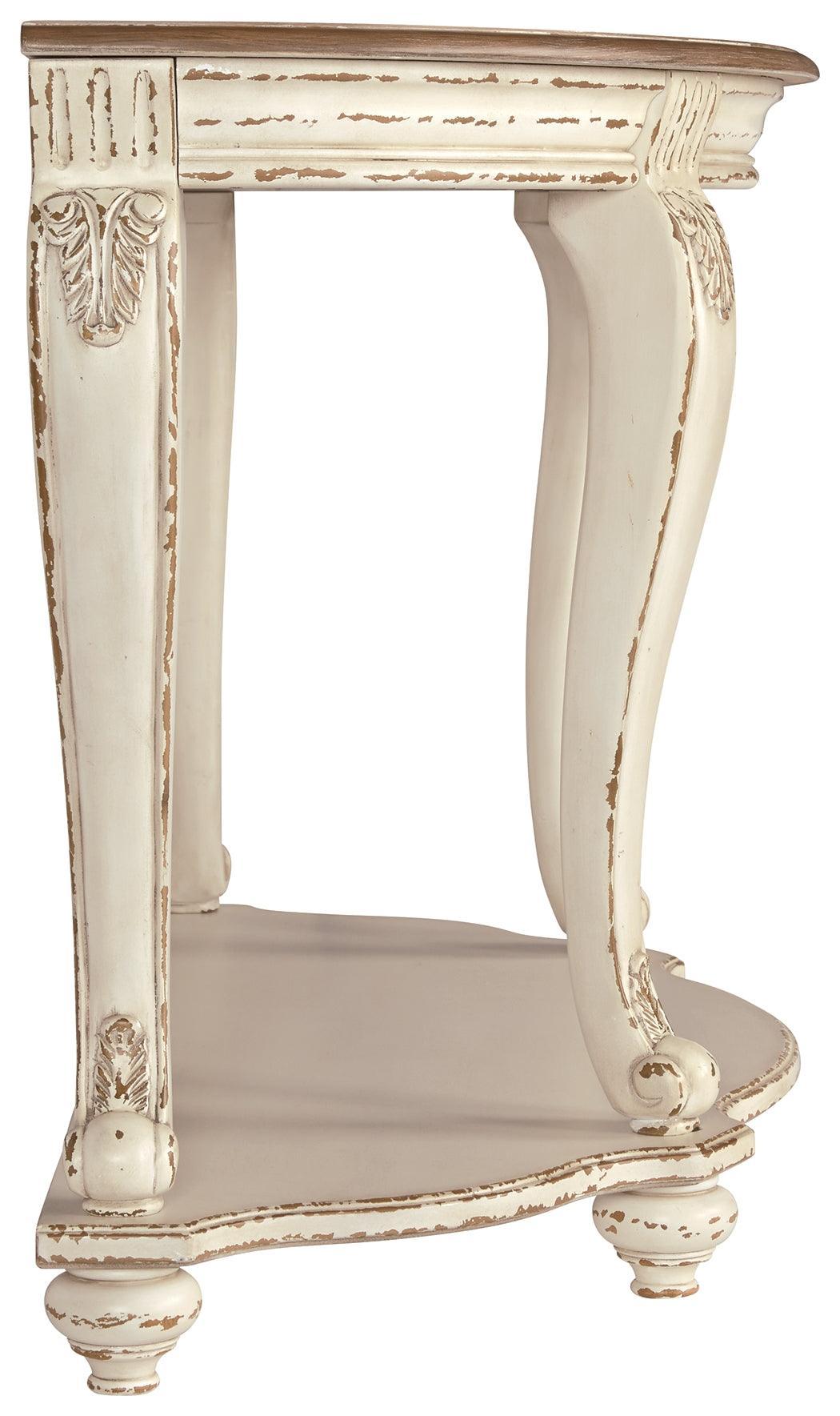 Realyn White/Brown Sofa Table - Ella Furniture