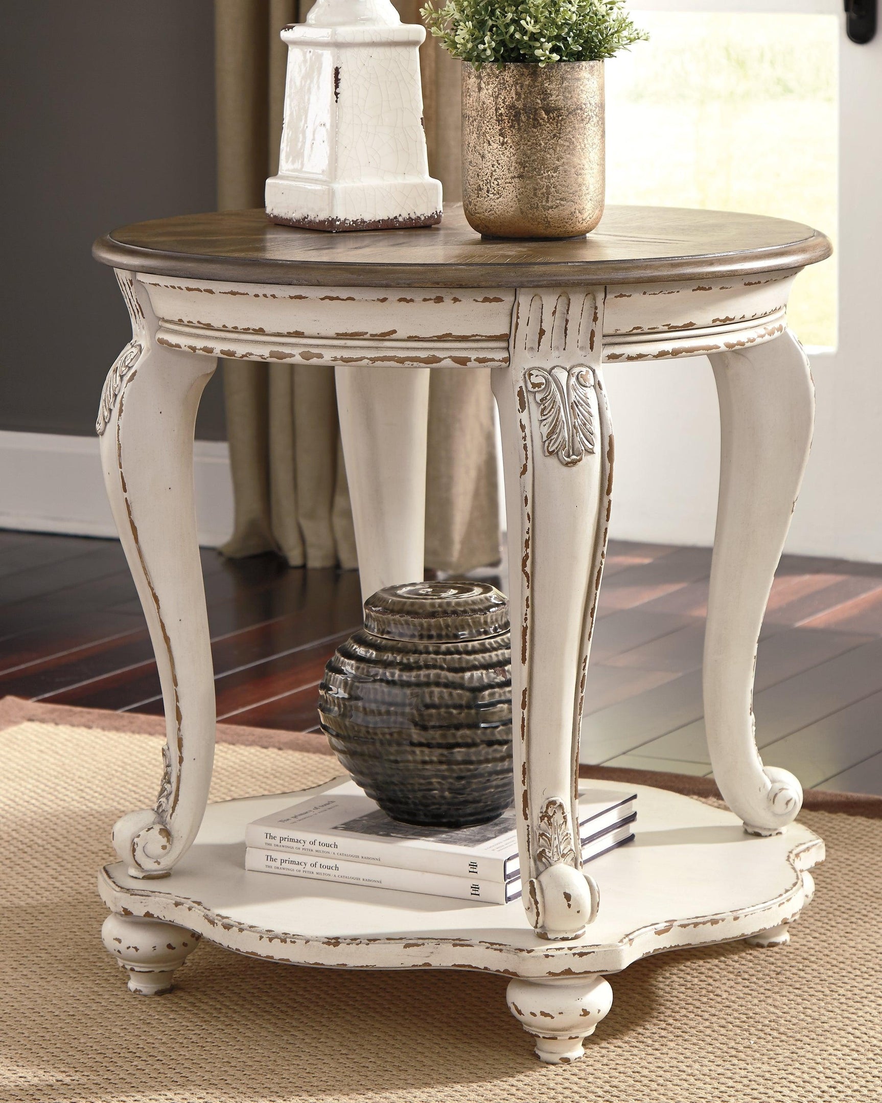 Realyn White/Brown End Table - Ella Furniture